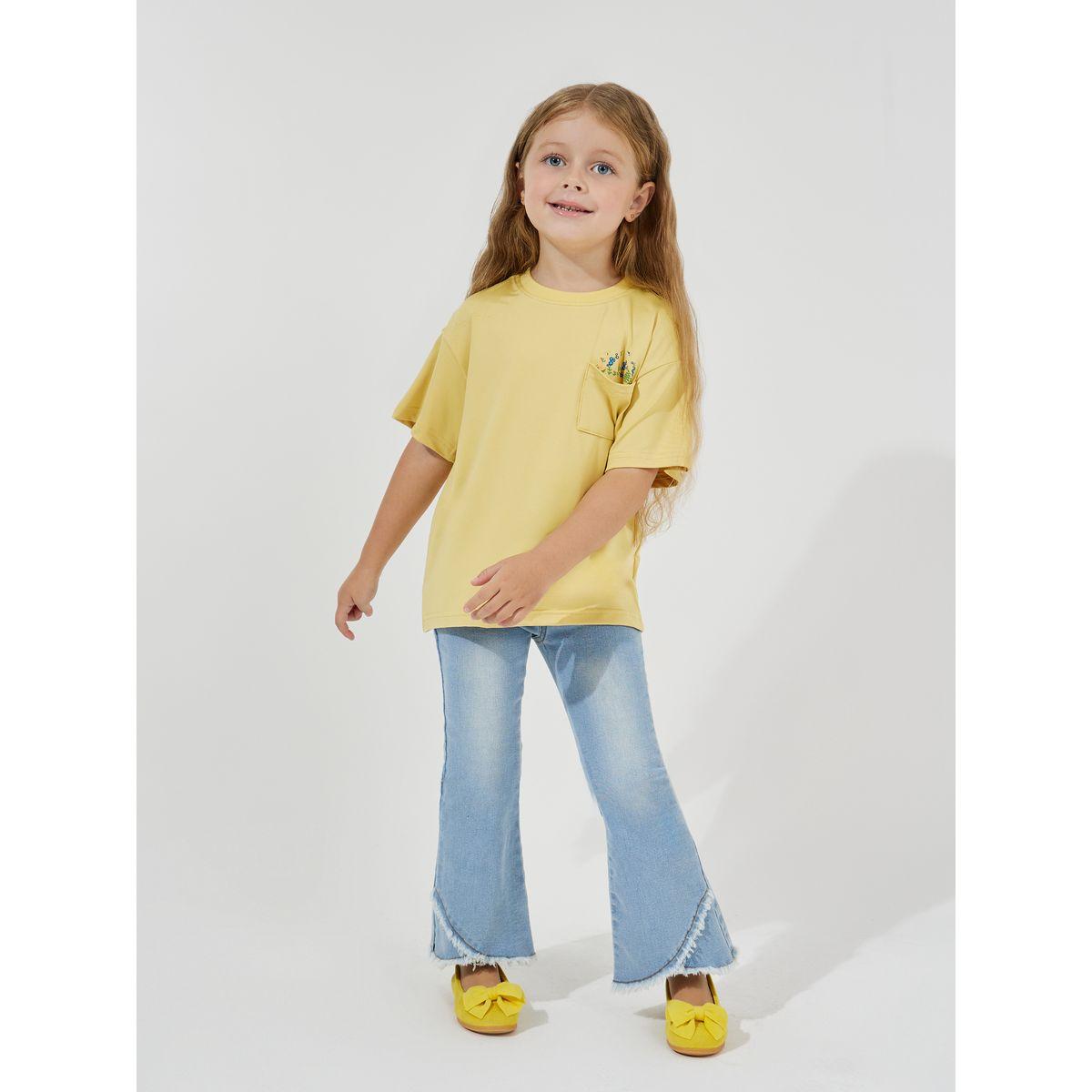 تيشيرت بقصة مريحة مع جيب على الصدر-girls-clothing-tshirts-image-2