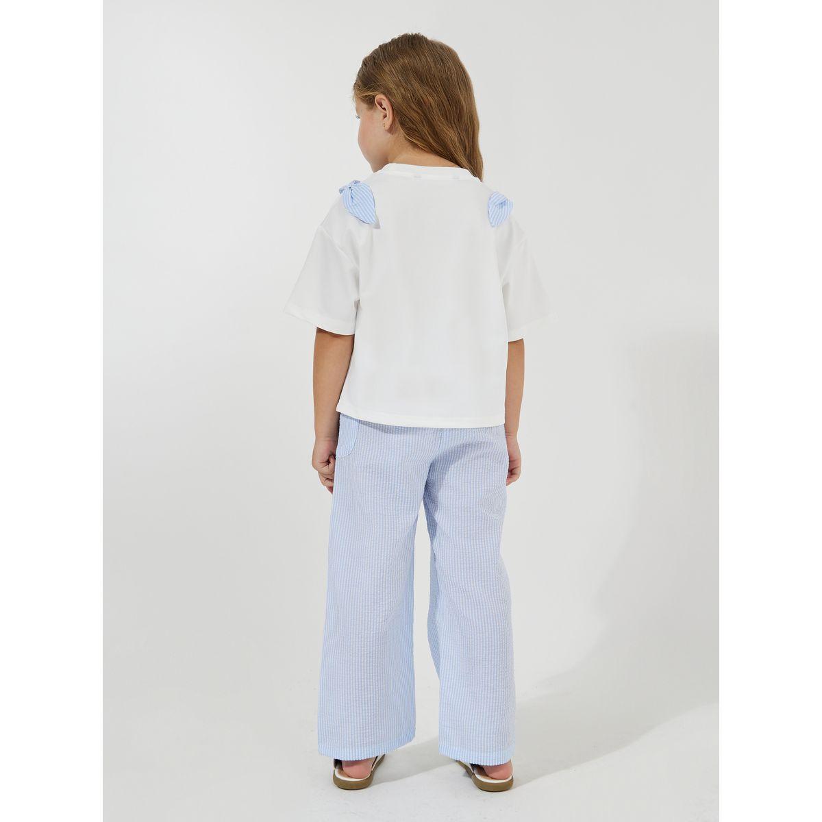 Styli Elevate Slogan Print Oversized T-Shirt & Striped Pants Set-girls-clothing-setsandcoords-image-4