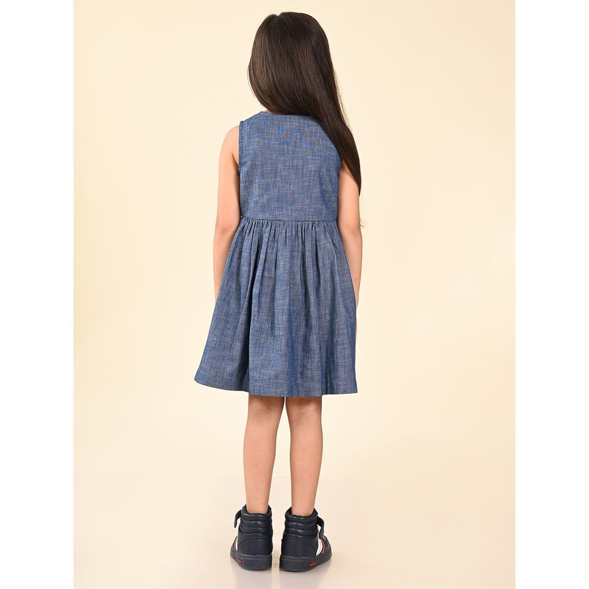 LilPicks X Styli  Embroidered Butterfly Denim Dress-girls-clothing-dressesandjumpsuits-image-2