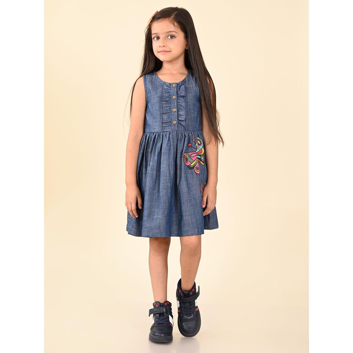 LilPicks X Styli  Embroidered Butterfly Denim Dress-girls-clothing-dressesandjumpsuits-image-5