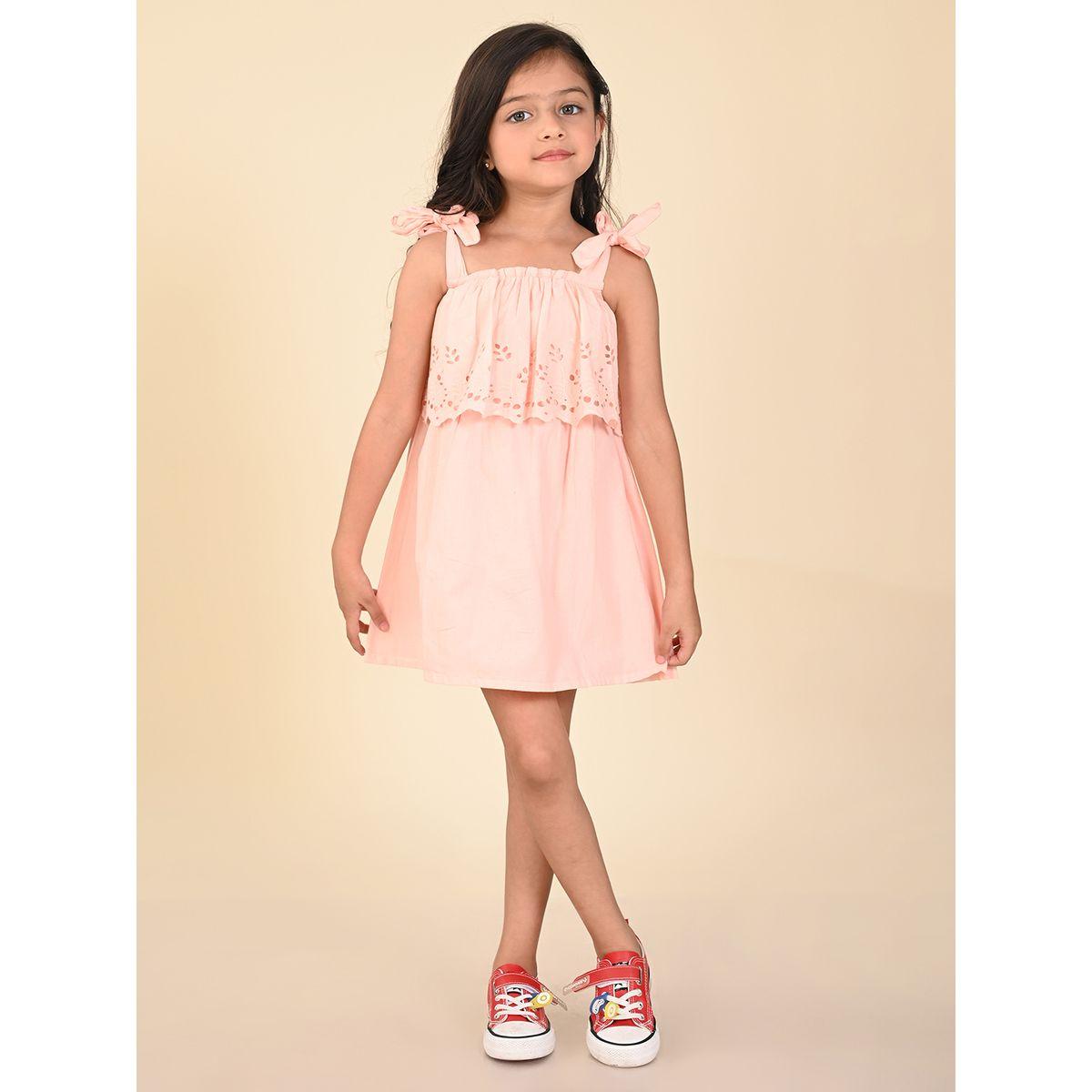 LilPicks X Styli  Schiffli Embroidered Shoulder Tie-Up Dress-girls-clothing-dressesandjumpsuits-image-2