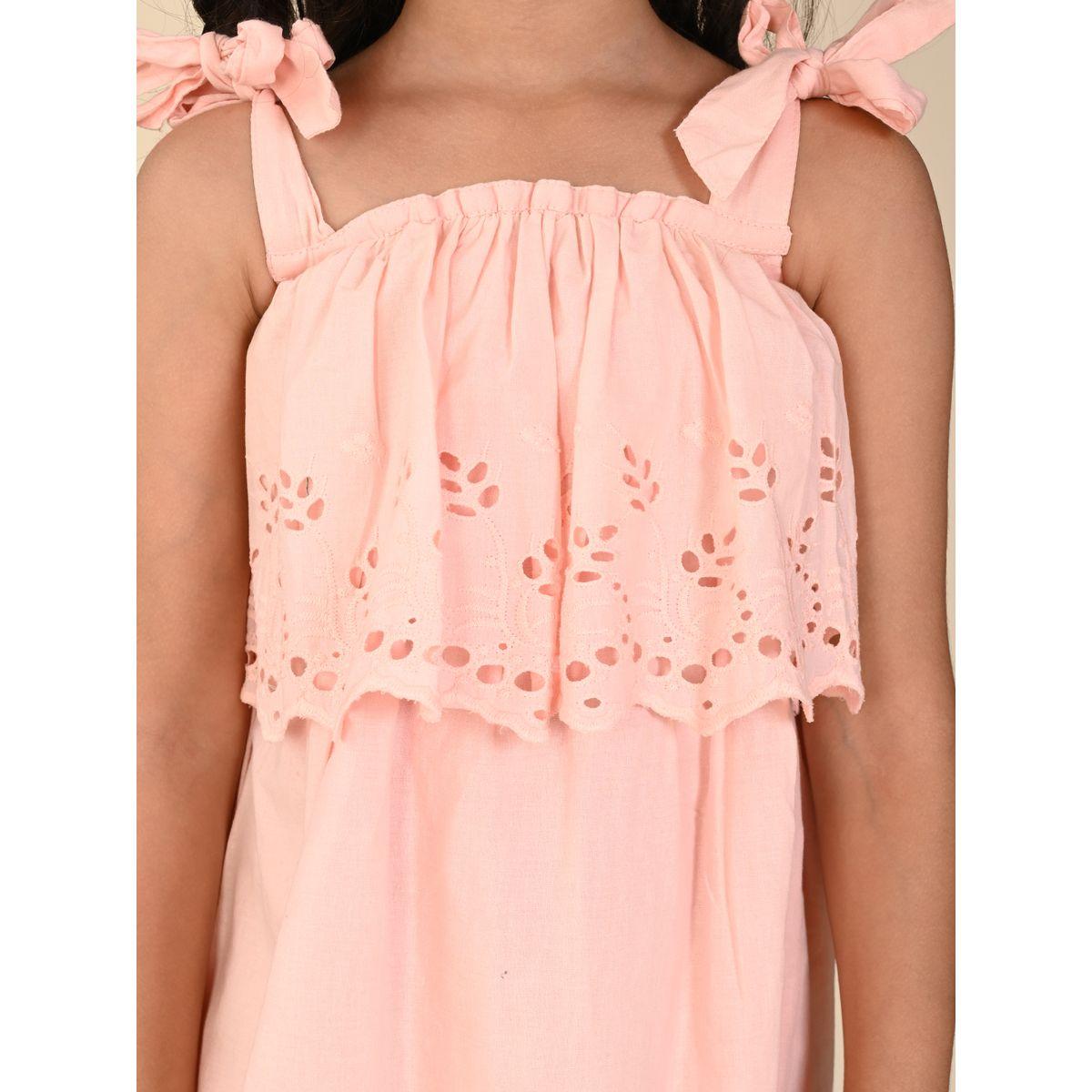 فستان بفتحات وتفاصيل مُطرّزة مع اكتاف بأربطة ليل بيكس × ستايلي-girls-clothing-dressesandjumpsuits-image-5