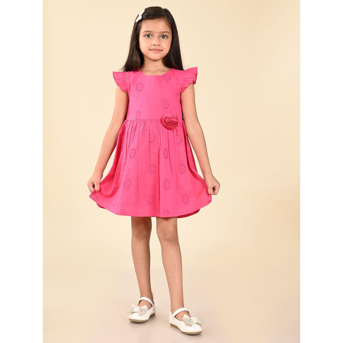 LilPicks X Styli  Schiffli Embroidered Corsage Detail Dress-girls-clothing-dressesandjumpsuits-image-2