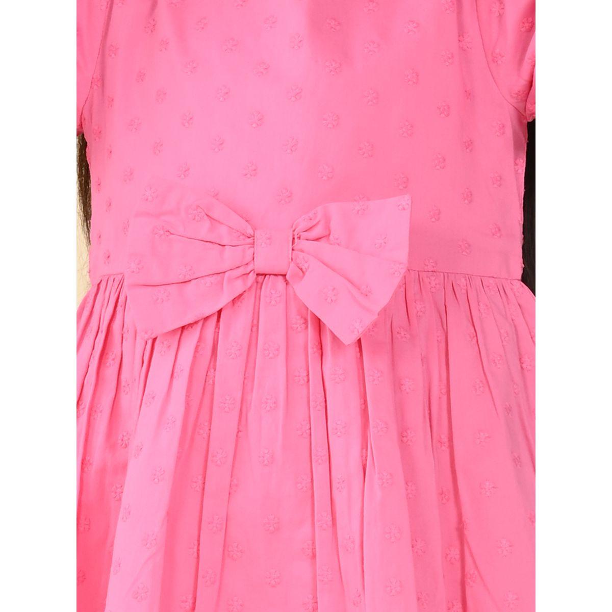فستان مُطرّز بزهور ومزين بفيونكة ليل بيكس × ستايلي-girls-clothing-dressesandjumpsuits-image-3