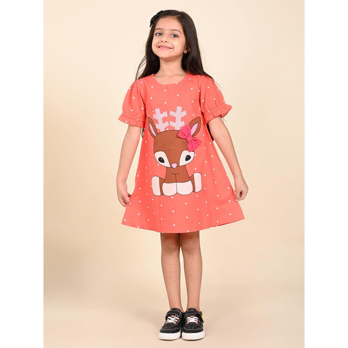 LilPicks X Styli  Reindeer Graphic Bow Applique Dress-girls-clothing-dressesandjumpsuits-image-2