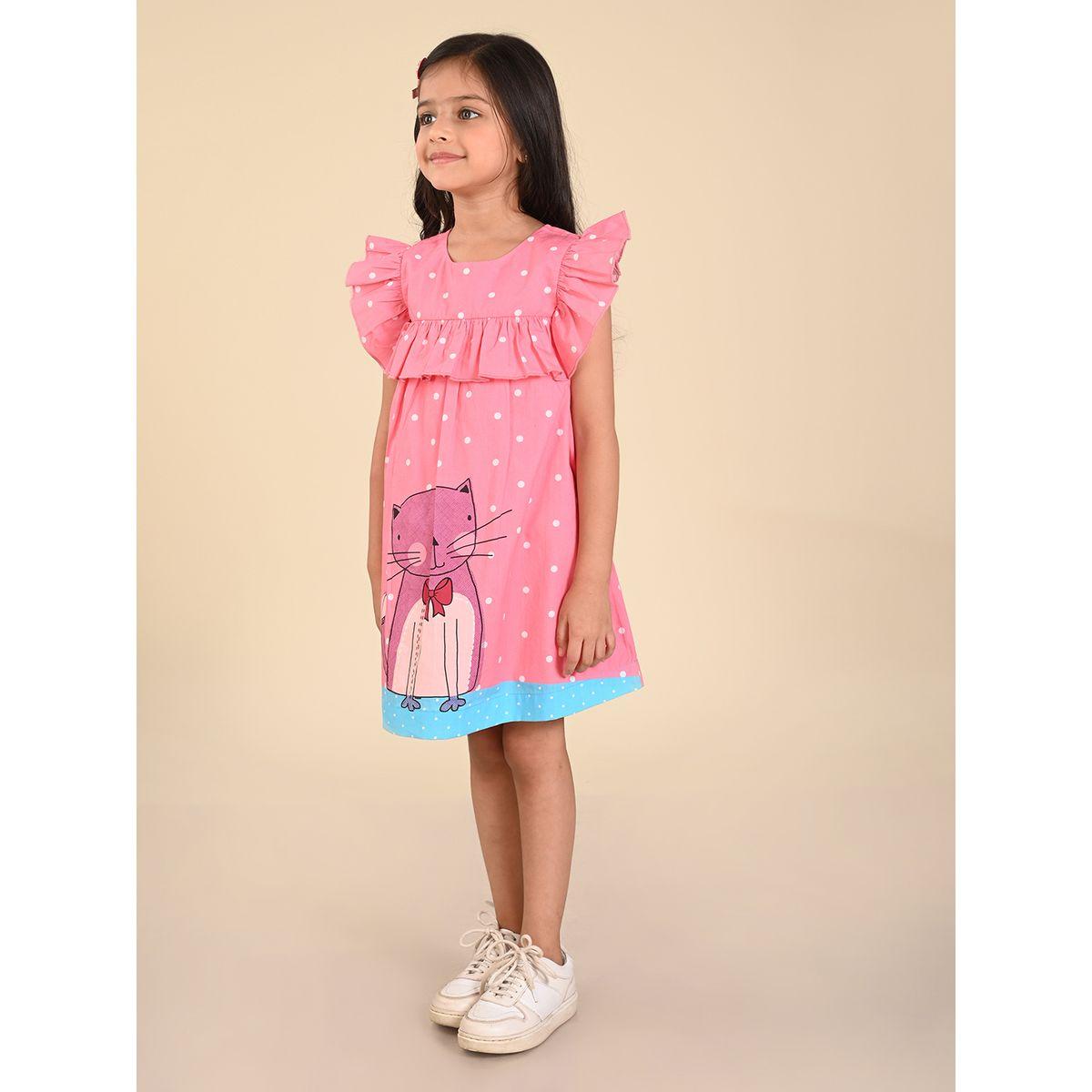 فستان كاجوال مطبع بطبعة جرافيك ليل بيكس × ستايلي-girls-clothing-dressesandjumpsuits-image-4