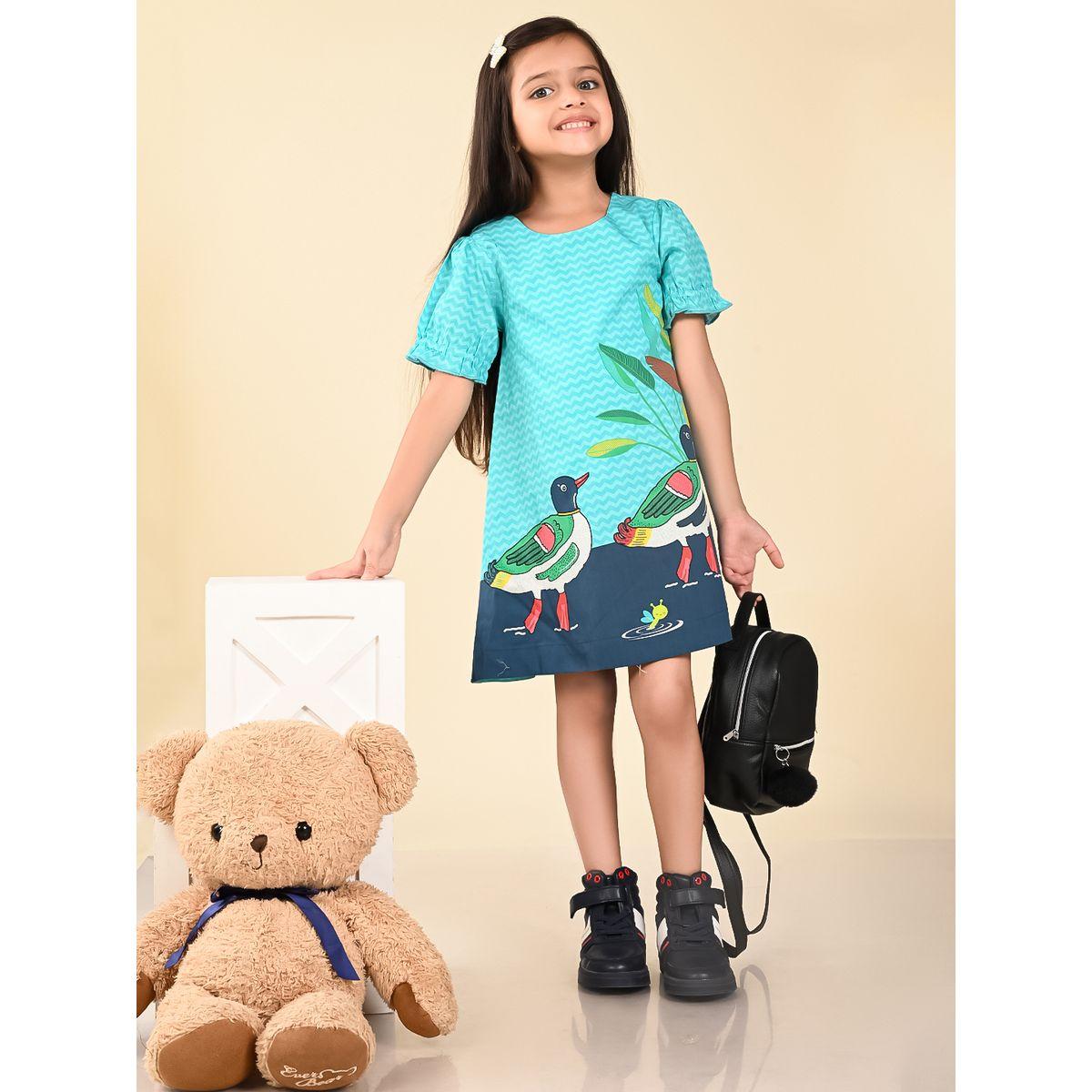 LilPicks X Styli  Duck Graphic Print Puff Sleeves Dress-girls-clothing-dressesandjumpsuits-image-1
