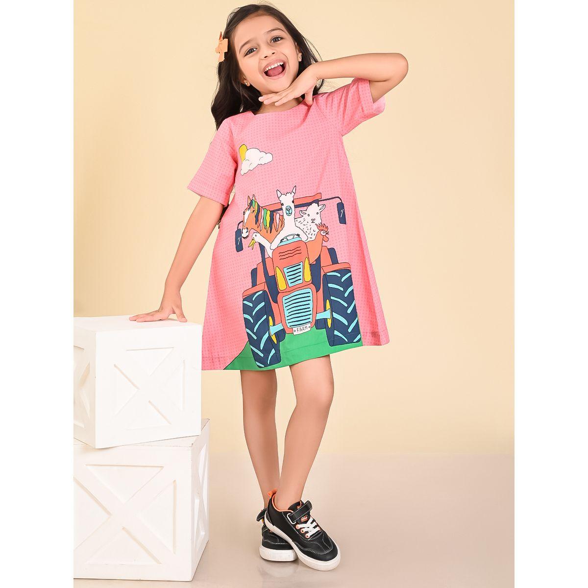 LilPicks X Styli  Animal Truck Graphic Print Dress-girls-clothing-dressesandjumpsuits-image-1