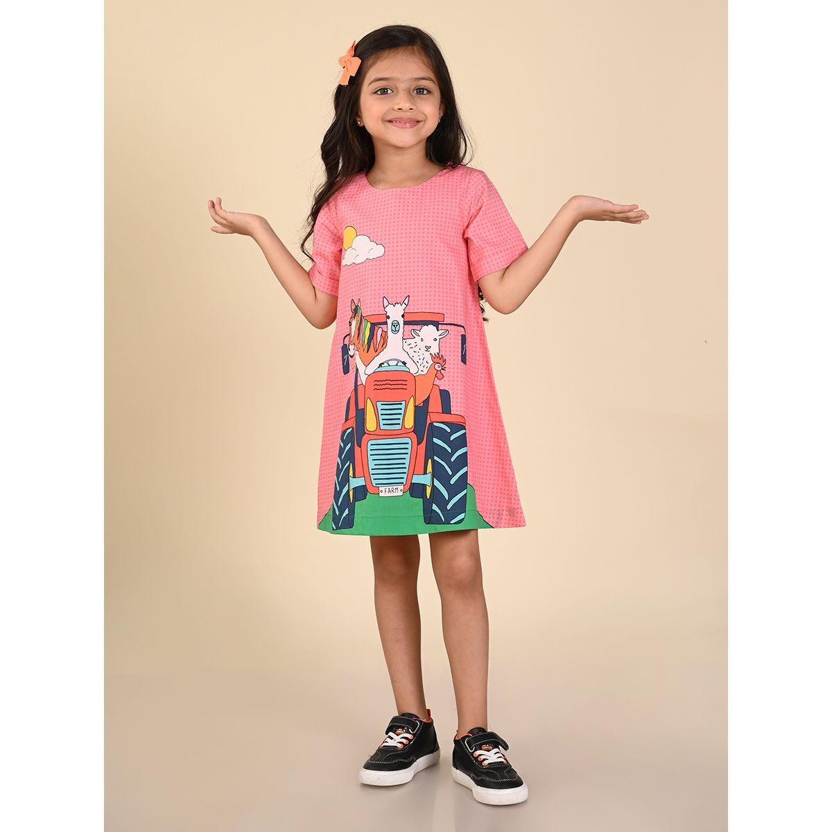 LilPicks X Styli  Animal Truck Graphic Print Dress-girls-clothing-dressesandjumpsuits-image-2