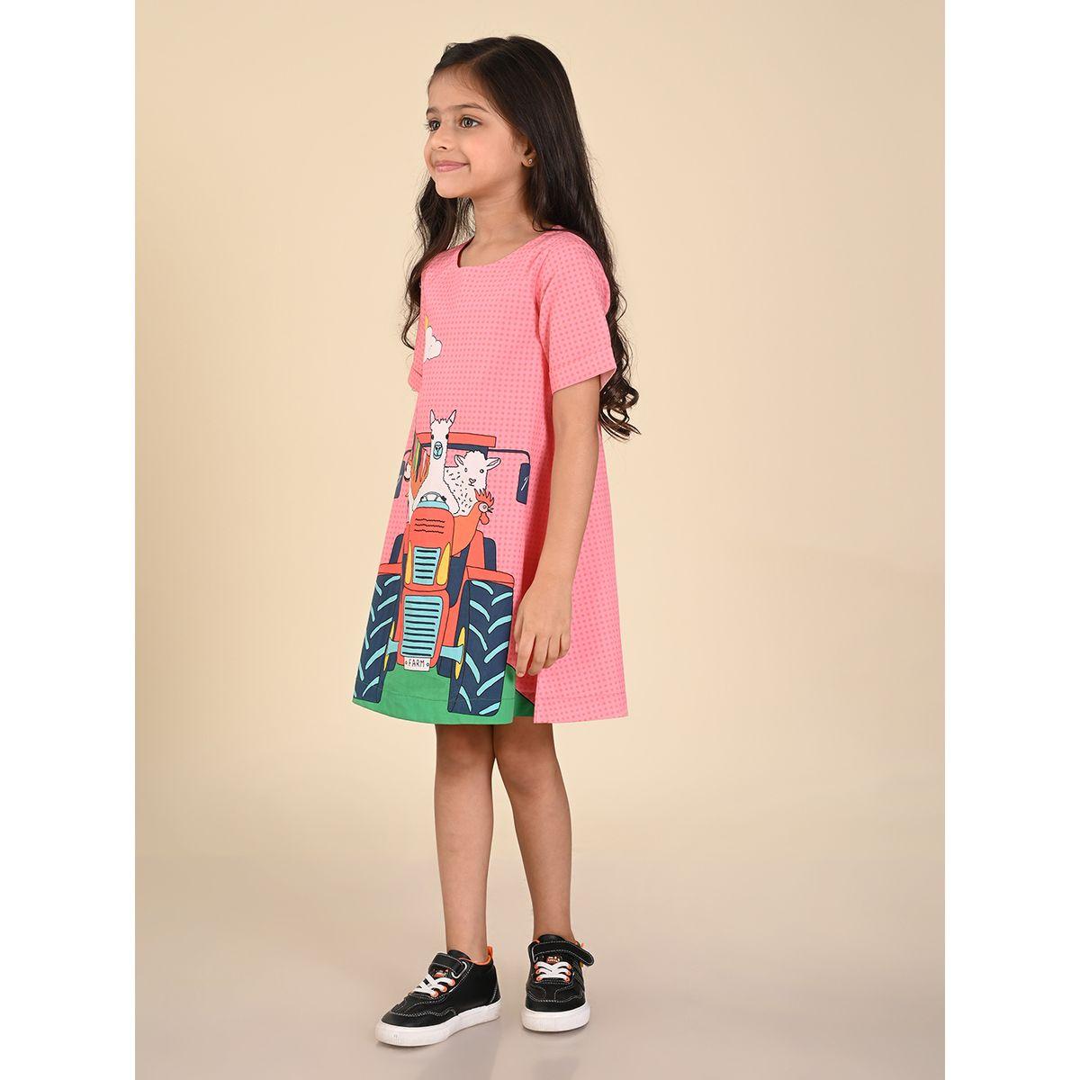 LilPicks X Styli  Animal Truck Graphic Print Dress-girls-clothing-dressesandjumpsuits-image-3