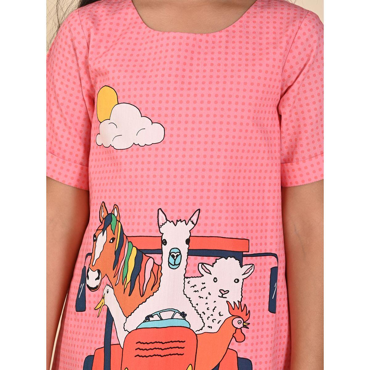 فستان كاجوال مطبع بطبعة جرافيك ليل بيكس × ستايلي-girls-clothing-dressesandjumpsuits-image-5