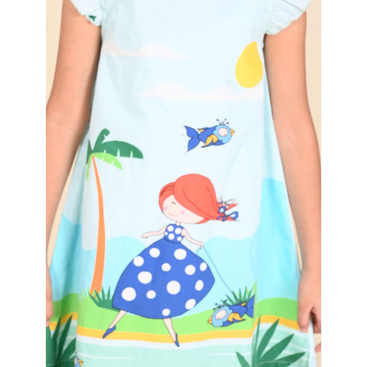 فستان كاجوال مطبع بطبعة جرافيك ليل بيكس × ستايلي-girls-clothing-dressesandjumpsuits-image-5
