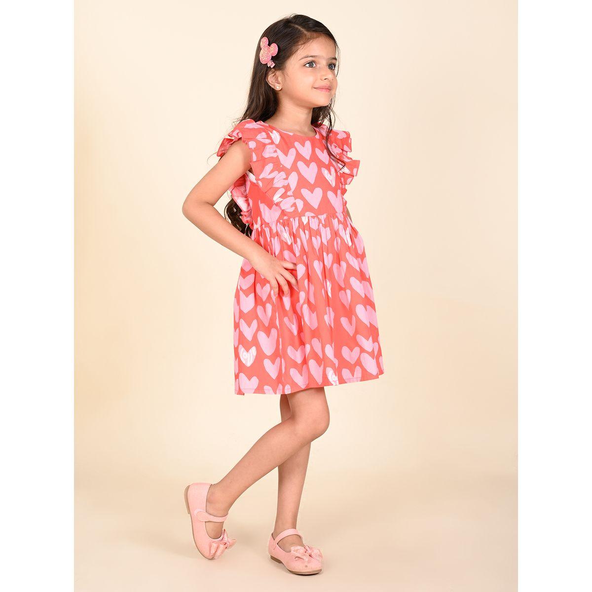 فستان بطبعات قلوب مع كشكش ليل بيكس × ستايلي-girls-clothing-dressesandjumpsuits-image-2