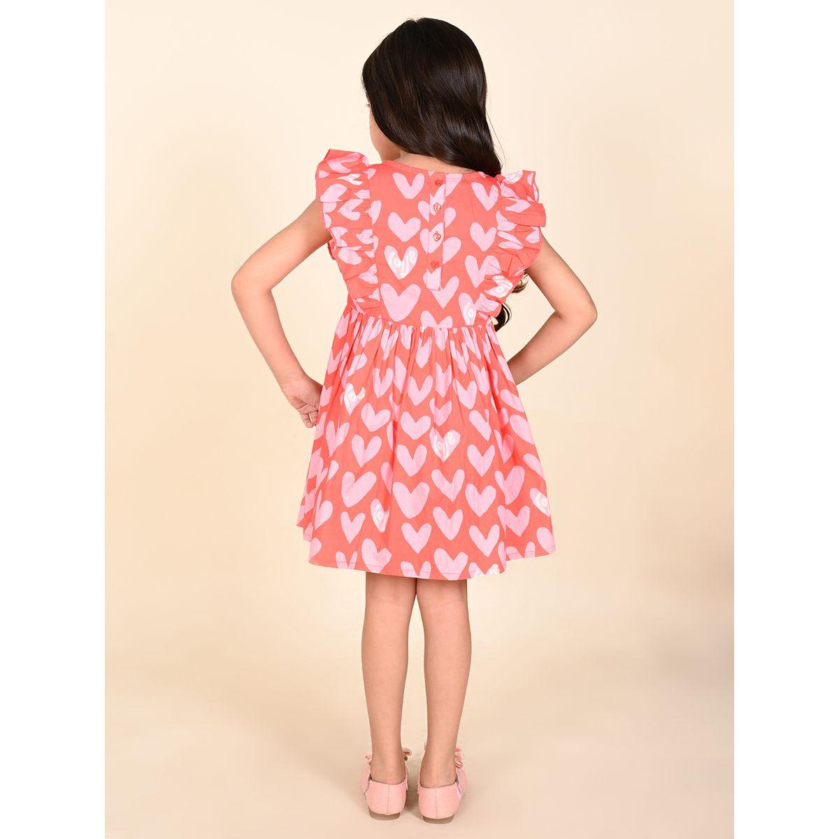 فستان بطبعات قلوب مع كشكش ليل بيكس × ستايلي-girls-clothing-dressesandjumpsuits-image-4