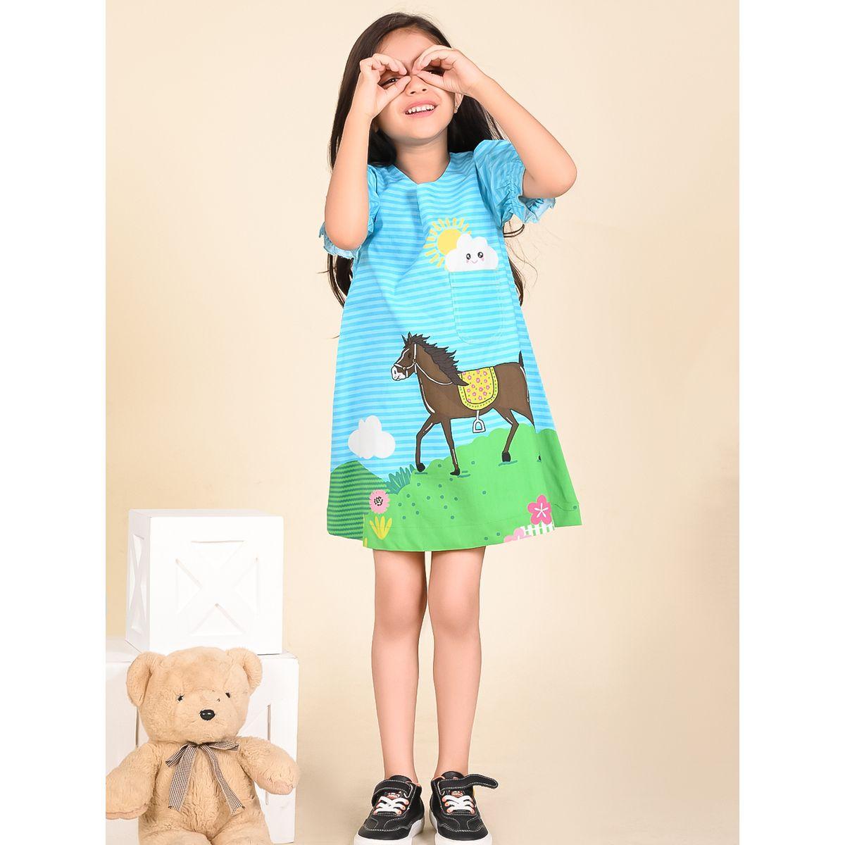 LilPicks X Styli  Horse Graphic Print Casual Dress-girls-clothing-dressesandjumpsuits-image-1