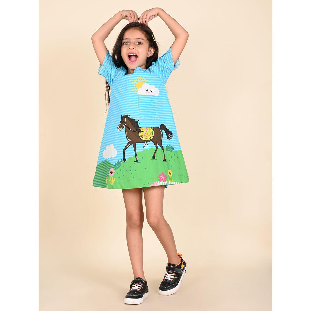 LilPicks X Styli  Horse Graphic Print Casual Dress-girls-clothing-dressesandjumpsuits-image-2