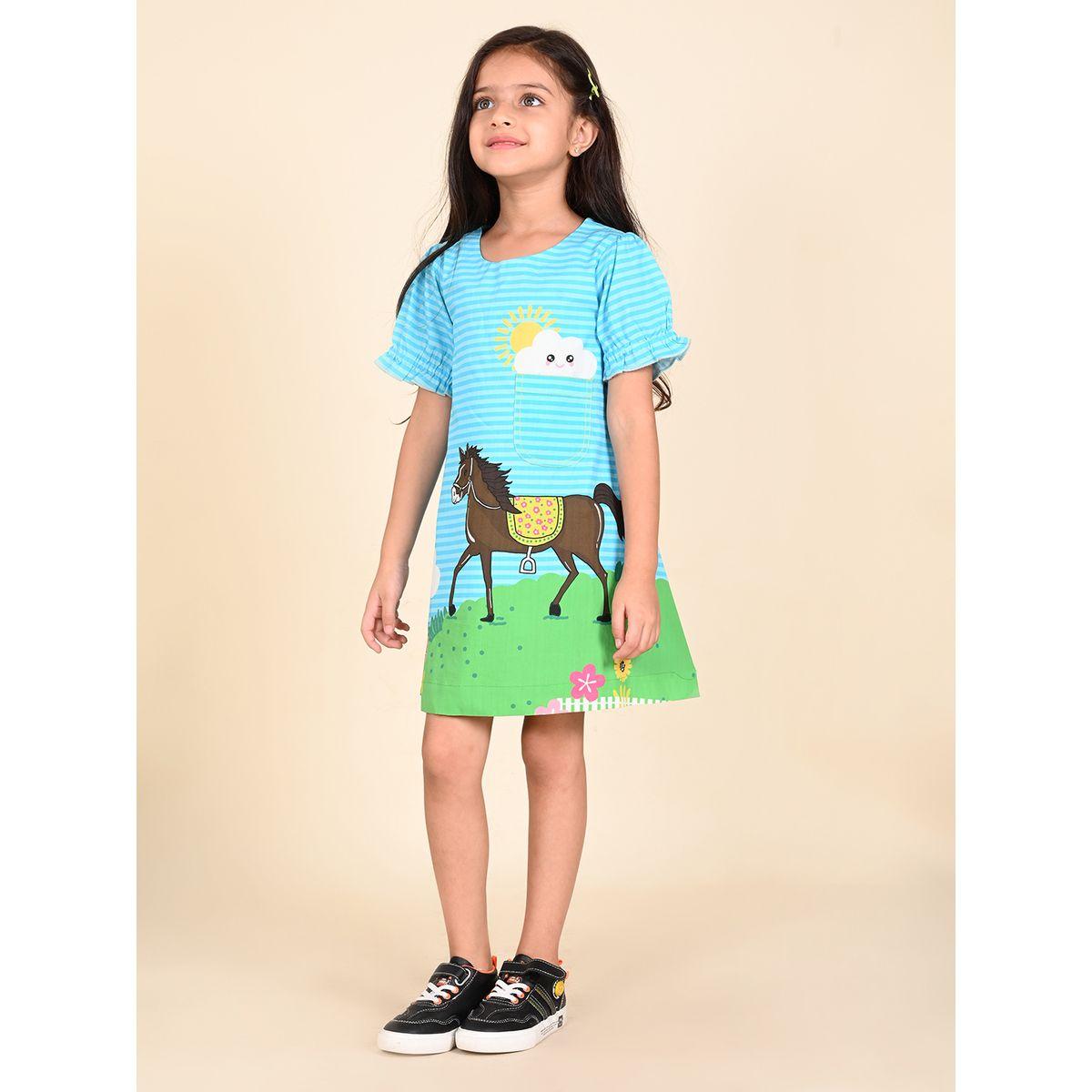 LilPicks X Styli  Horse Graphic Print Casual Dress-girls-clothing-dressesandjumpsuits-image-3