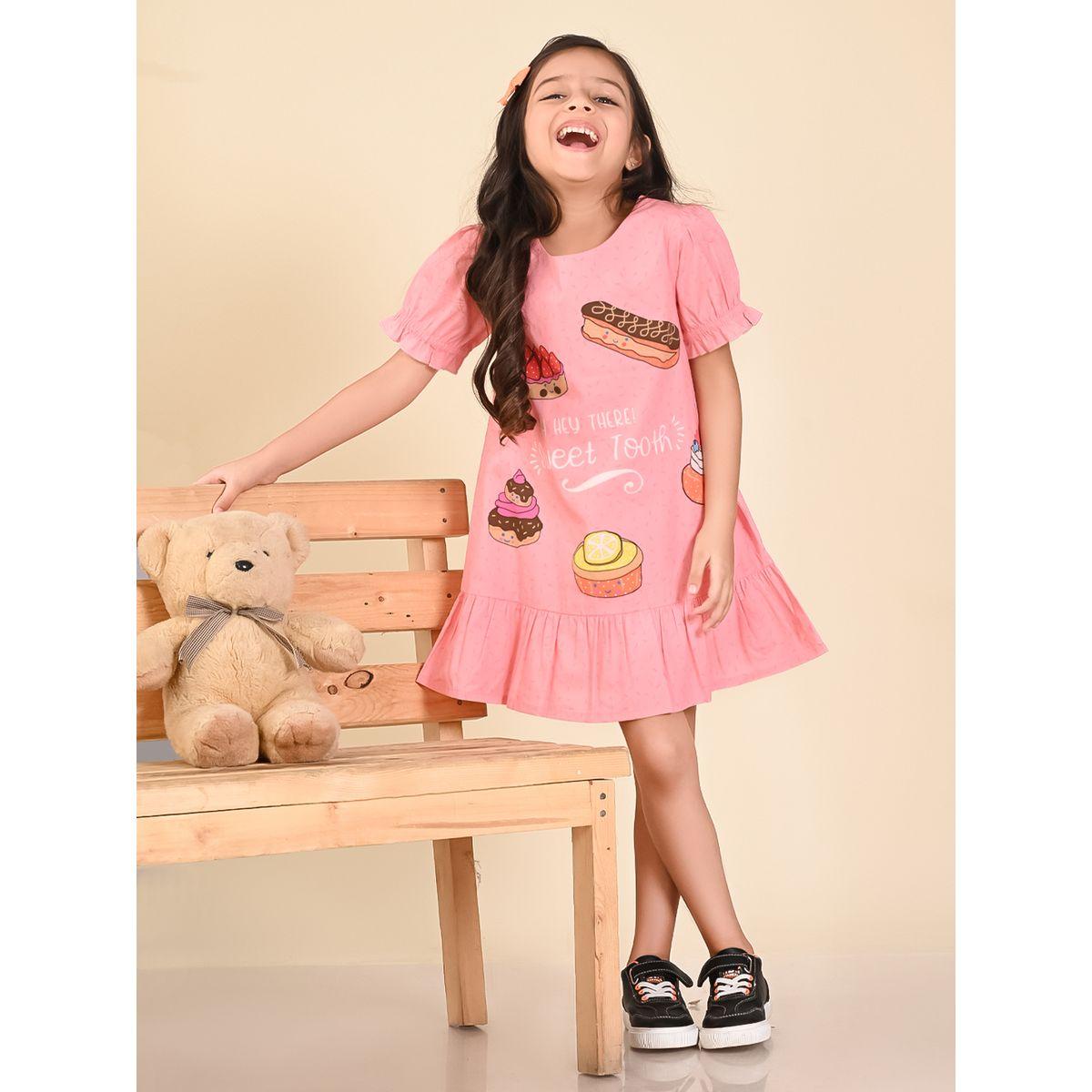 LilPicks X Styli  Food Graphic Print Puff Sleeves Dress-girls-clothing-dressesandjumpsuits-image-1