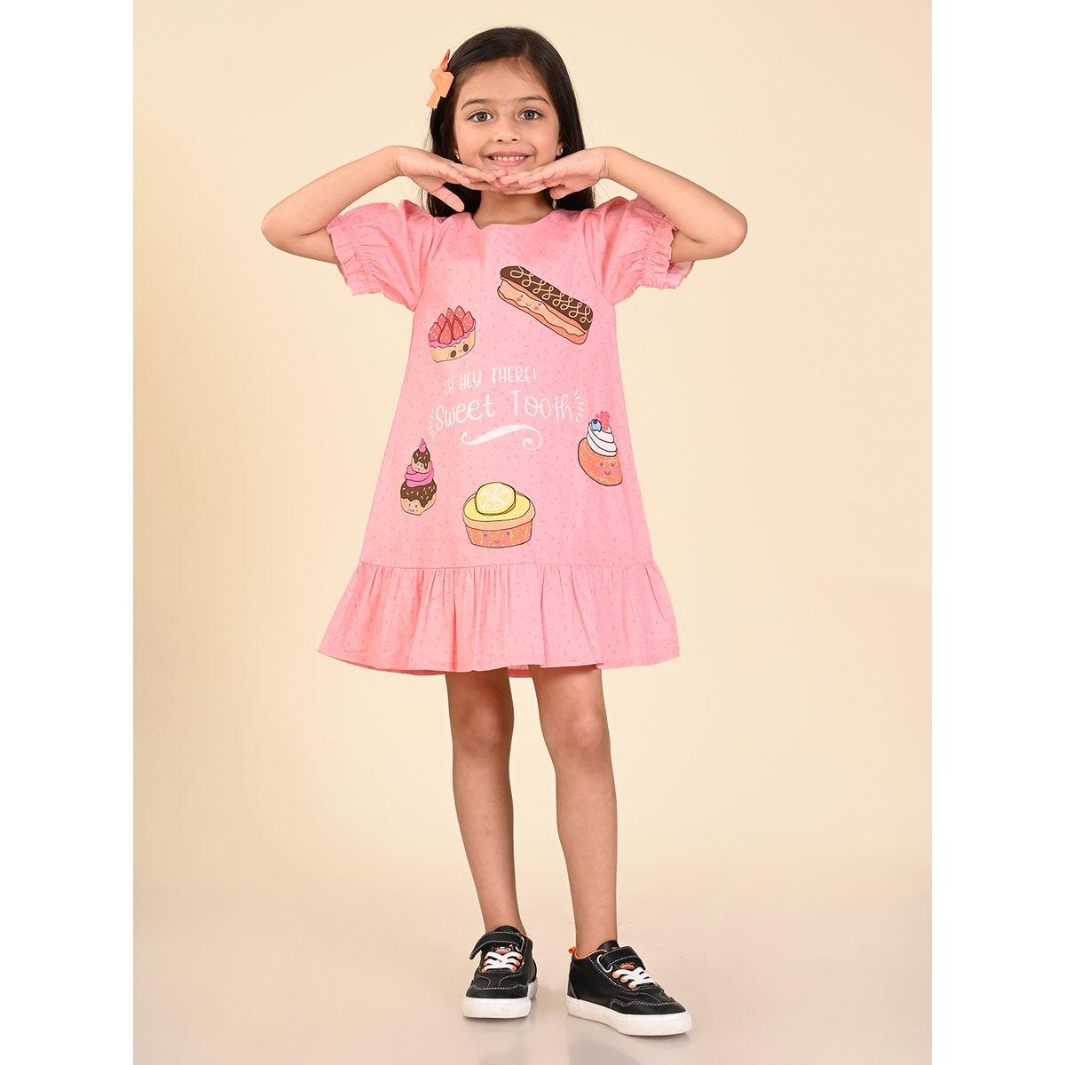 LilPicks X Styli  Food Graphic Print Puff Sleeves Dress-girls-clothing-dressesandjumpsuits-image-2