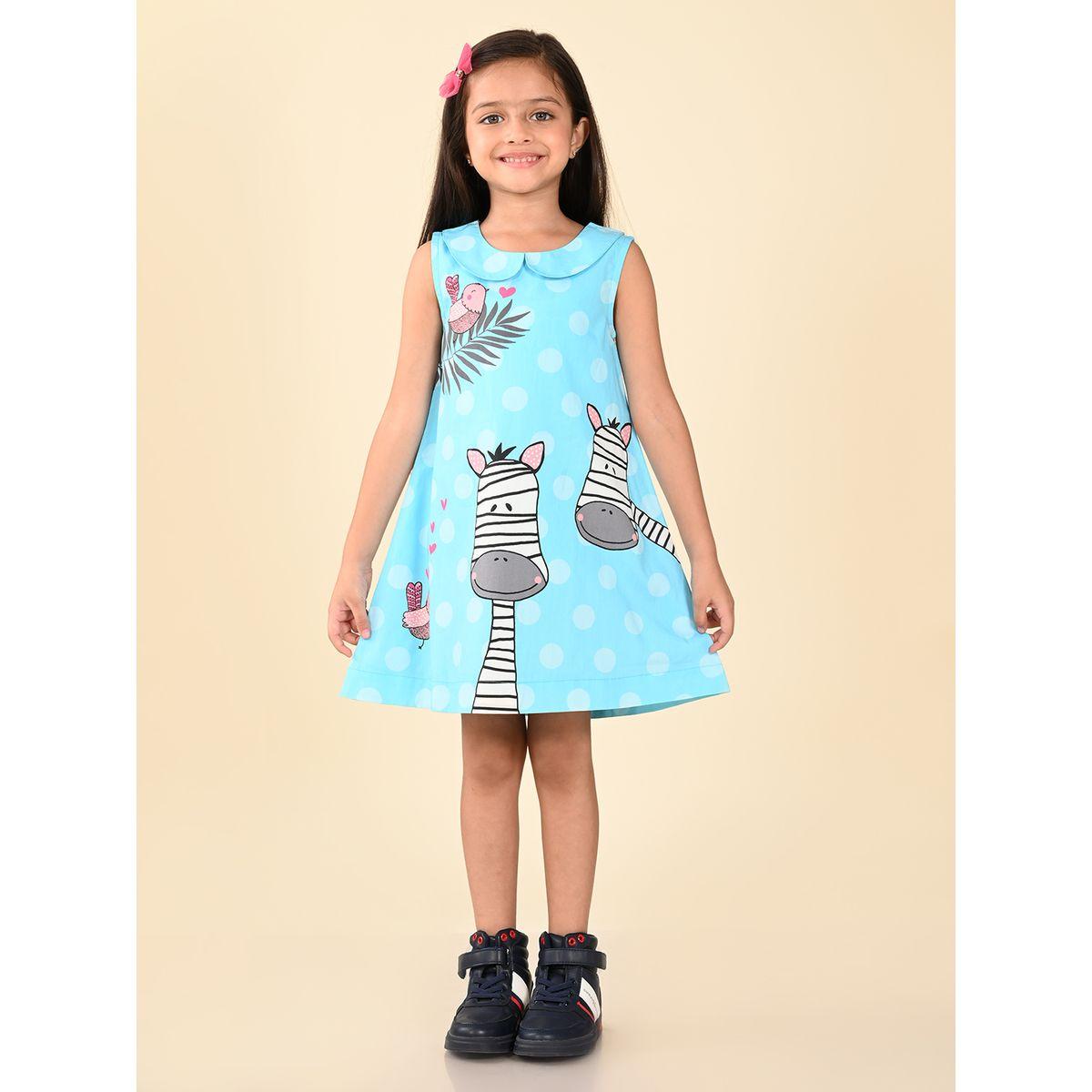 فستان كاجوال مطبع بطبعة جرافيك ليل بيكس × ستايلي-girls-clothing-dressesandjumpsuits-image-2