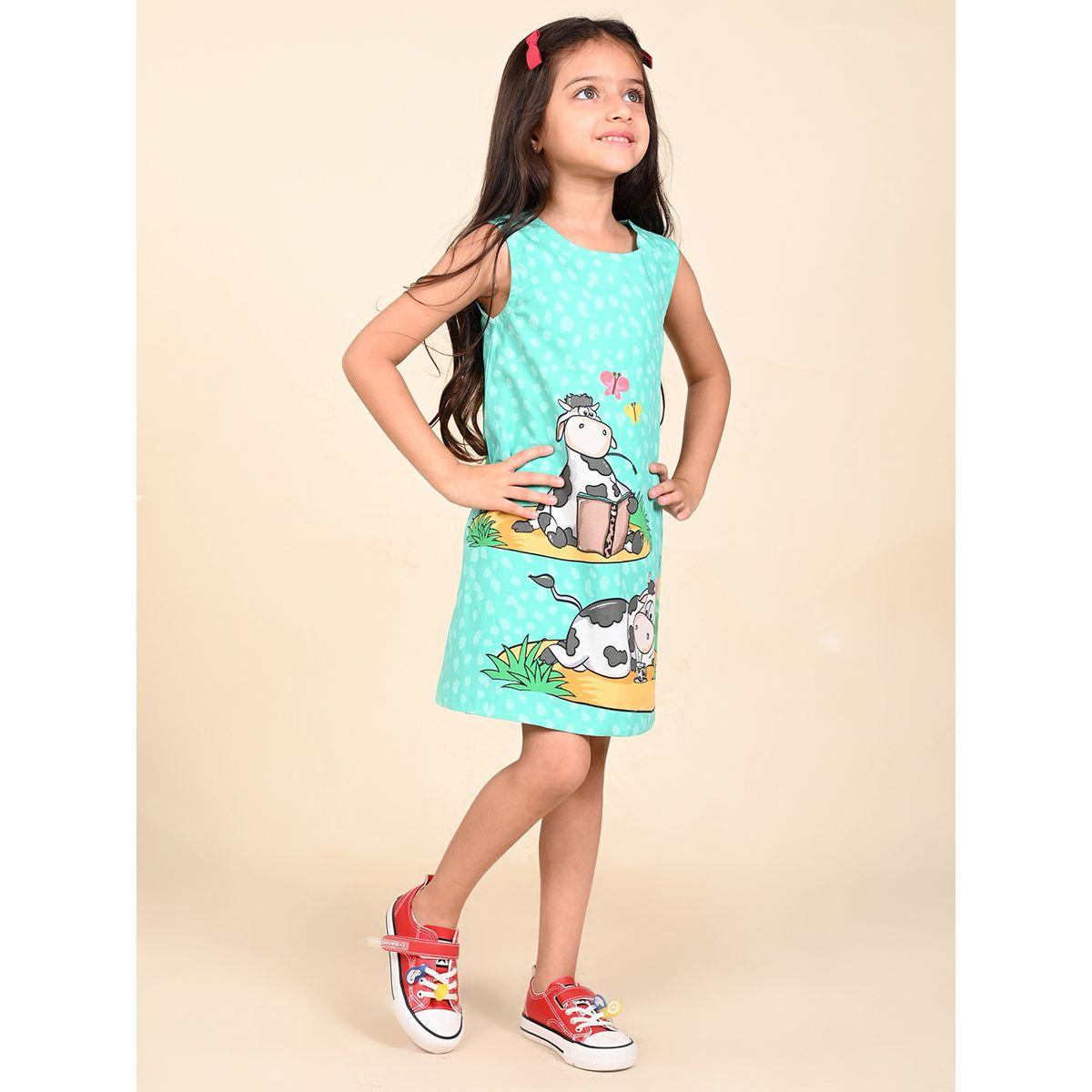 LilPicks X Styli  Cow Butterfly Graphic Print Casual Dress-girls-clothing-dressesandjumpsuits-image-3