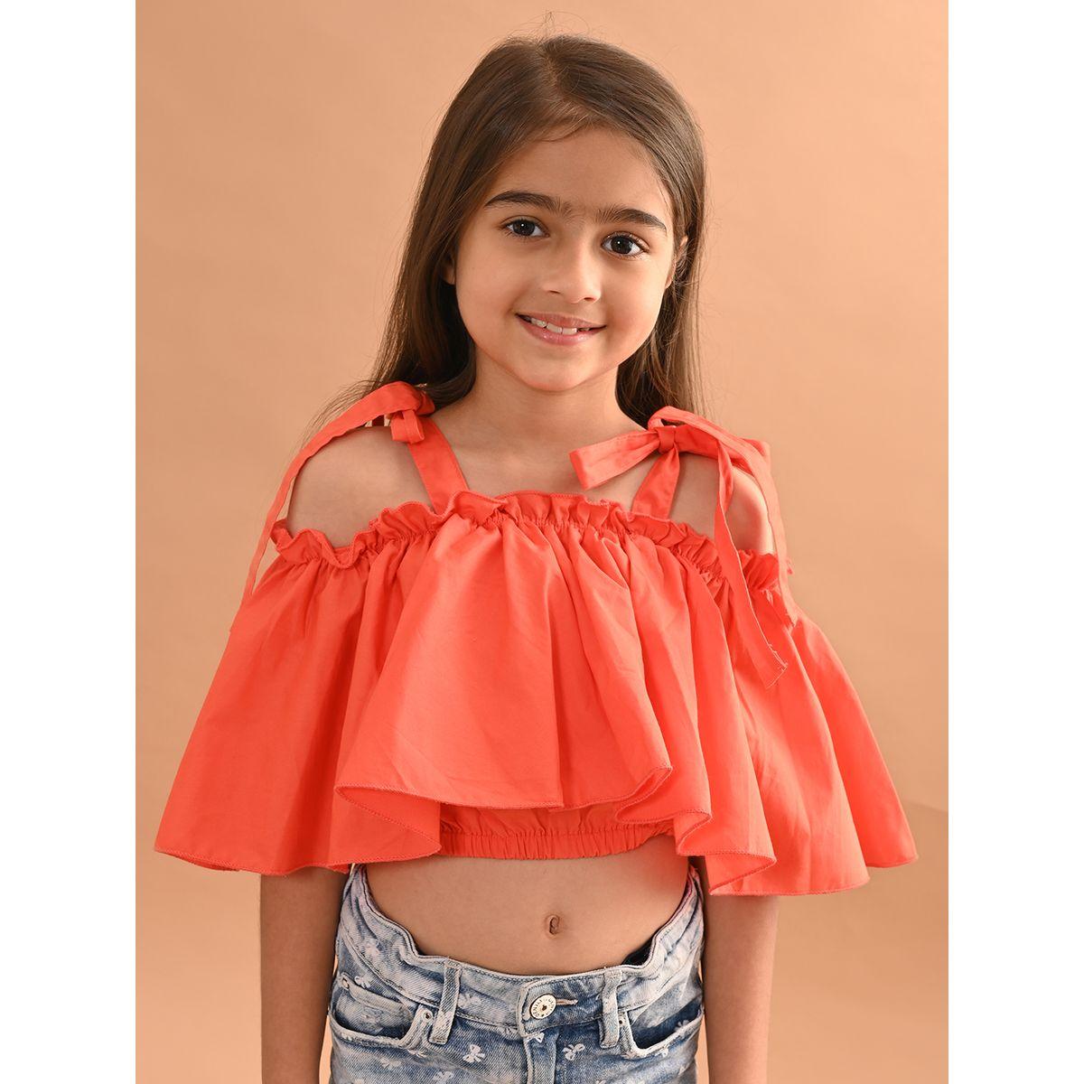 LilPicks X Styli  Cold Shoulder Sleeves Layered Crop Top-girls-clothing-blousesandshirts-image-3