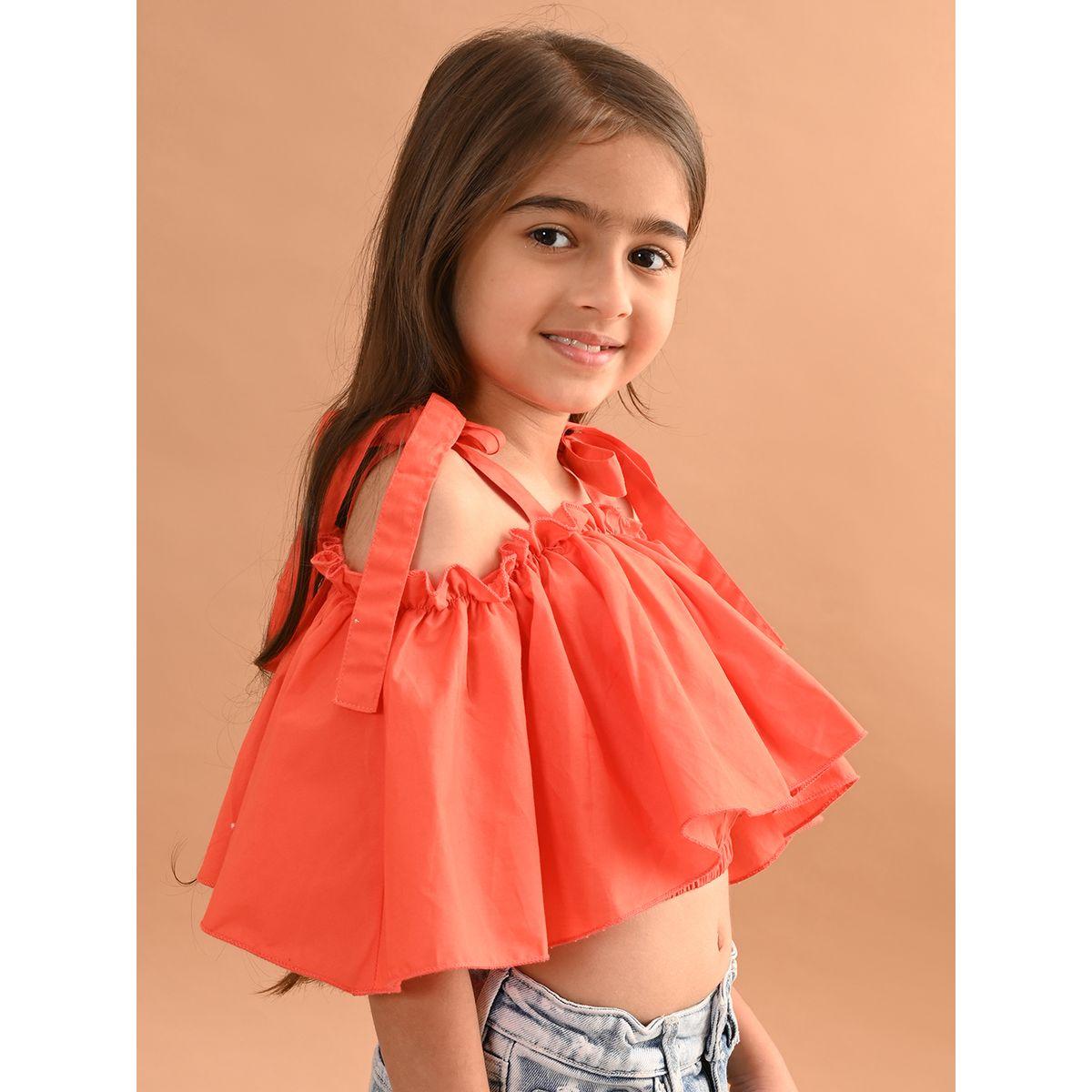 LilPicks X Styli  Cold Shoulder Sleeves Layered Crop Top-girls-clothing-blousesandshirts-image-5