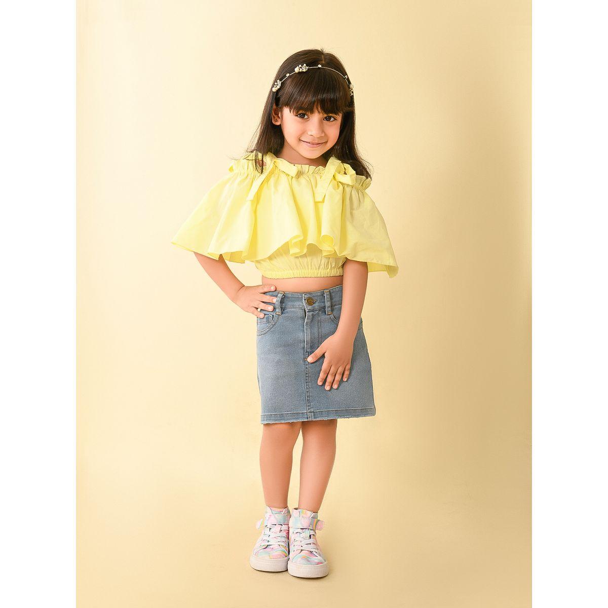 LilPicks X Styli  Cold Shoulder Sleeves Layered Crop Top-girls-clothing-blousesandshirts-image-1