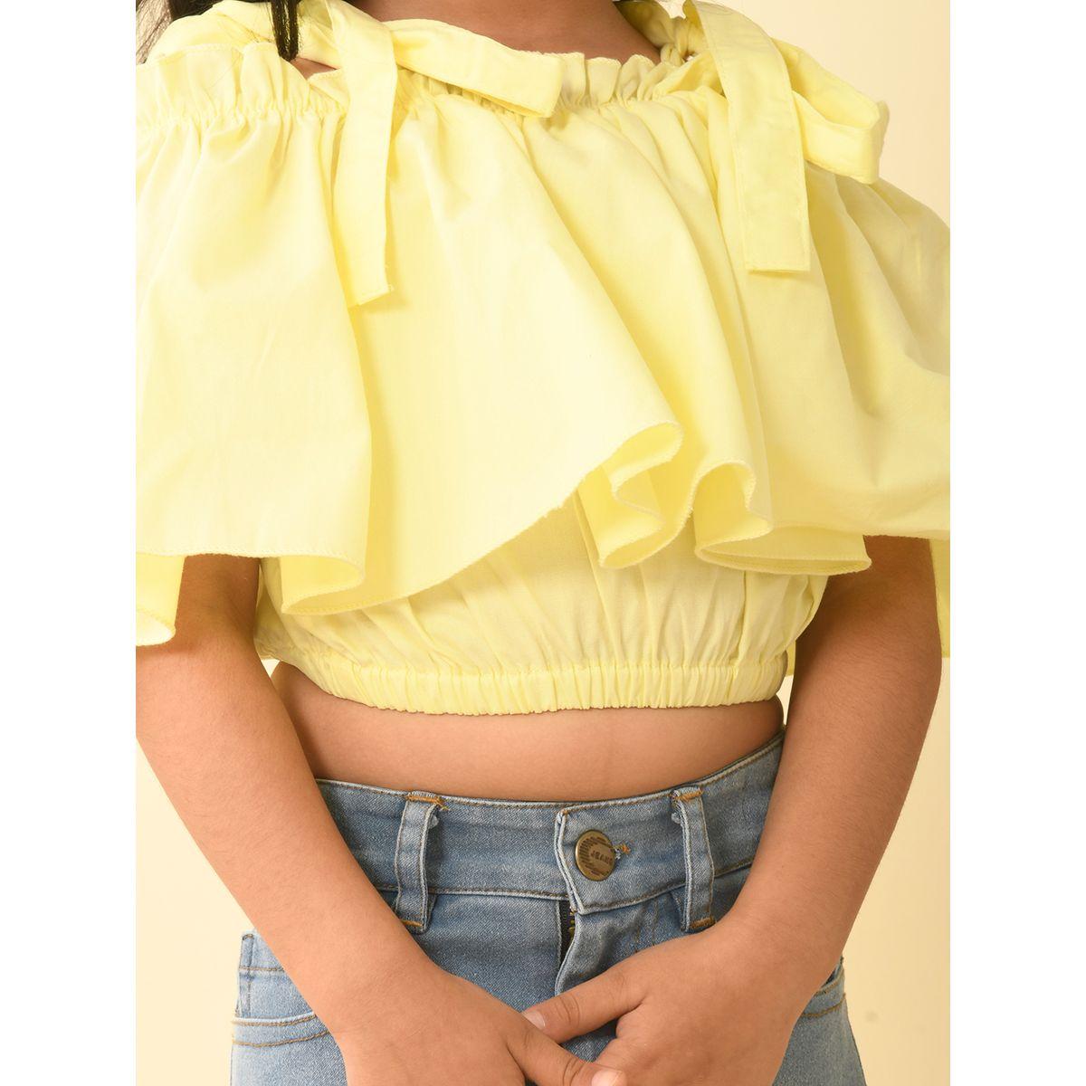 LilPicks X Styli  Cold Shoulder Sleeves Layered Crop Top-girls-clothing-blousesandshirts-image-2