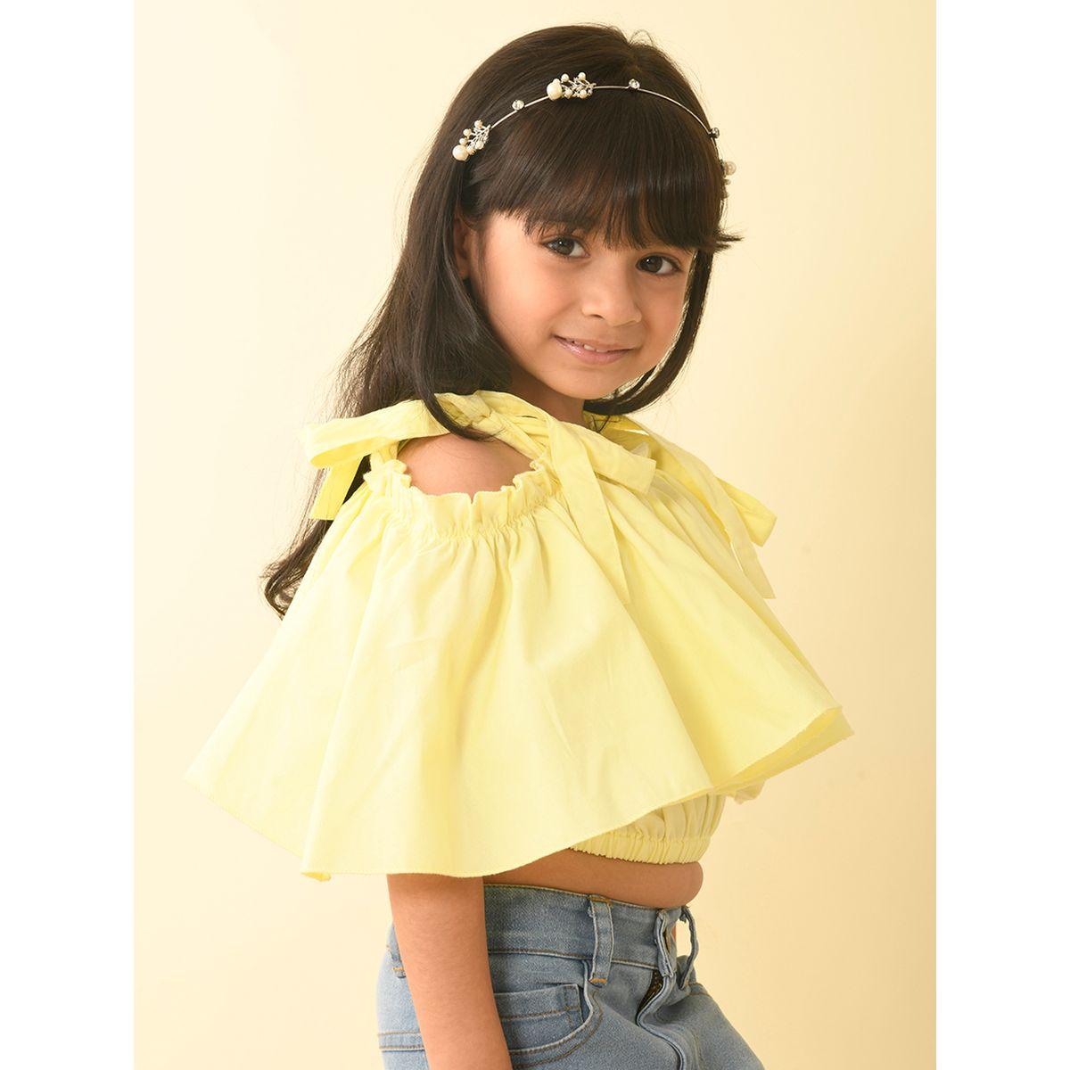LilPicks X Styli  Cold Shoulder Sleeves Layered Crop Top-girls-clothing-blousesandshirts-image-4