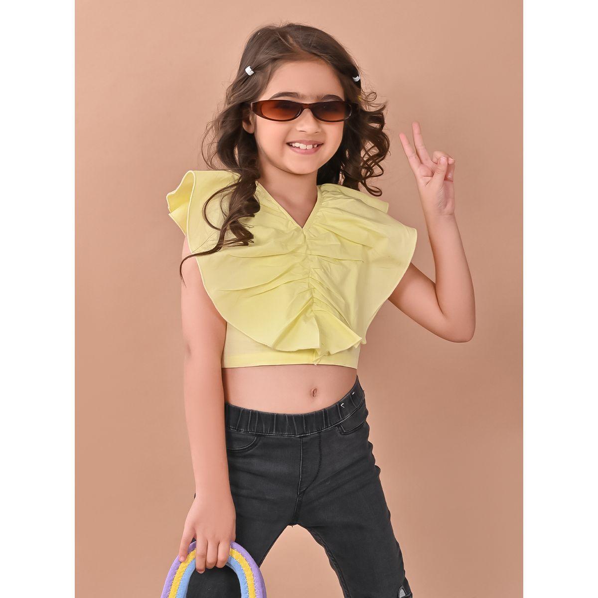 LilPicks X Styli  Ruffled V Neck Crop Top-girls-clothing-blousesandshirts-image-1