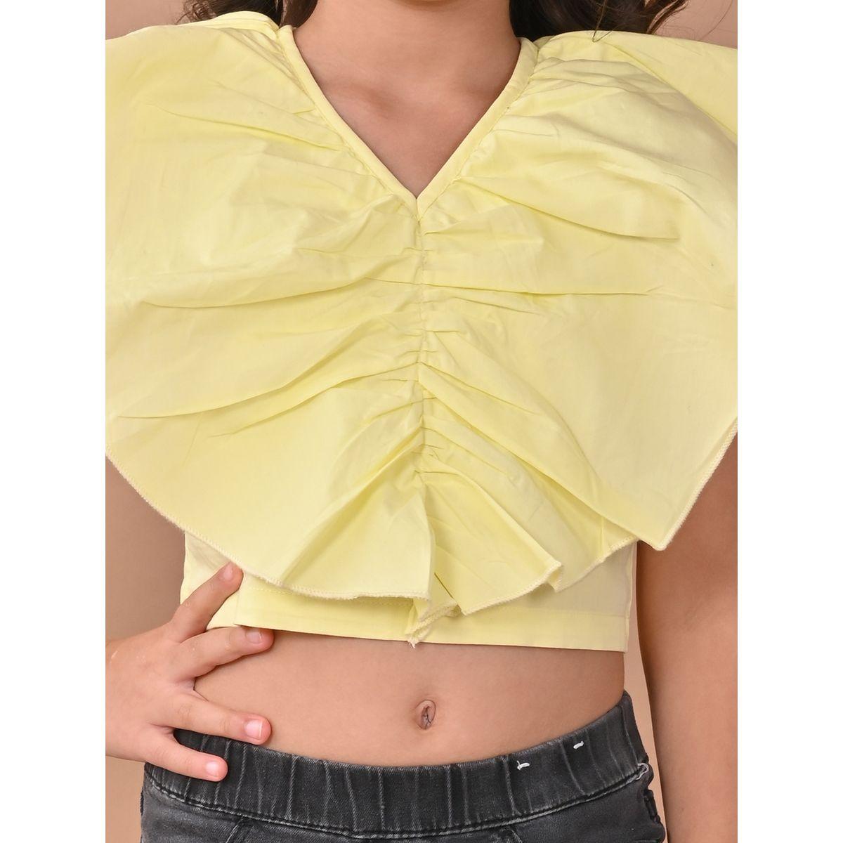 LilPicks X Styli  Ruffled V Neck Crop Top-girls-clothing-blousesandshirts-image-3