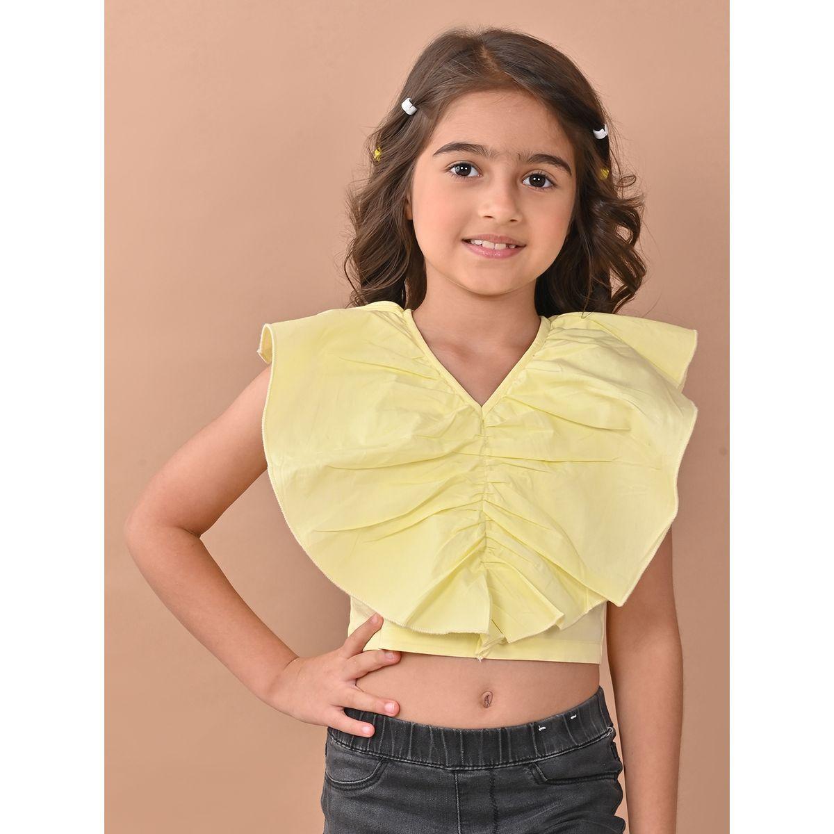 LilPicks X Styli  Ruffled V Neck Crop Top-girls-clothing-blousesandshirts-image-4