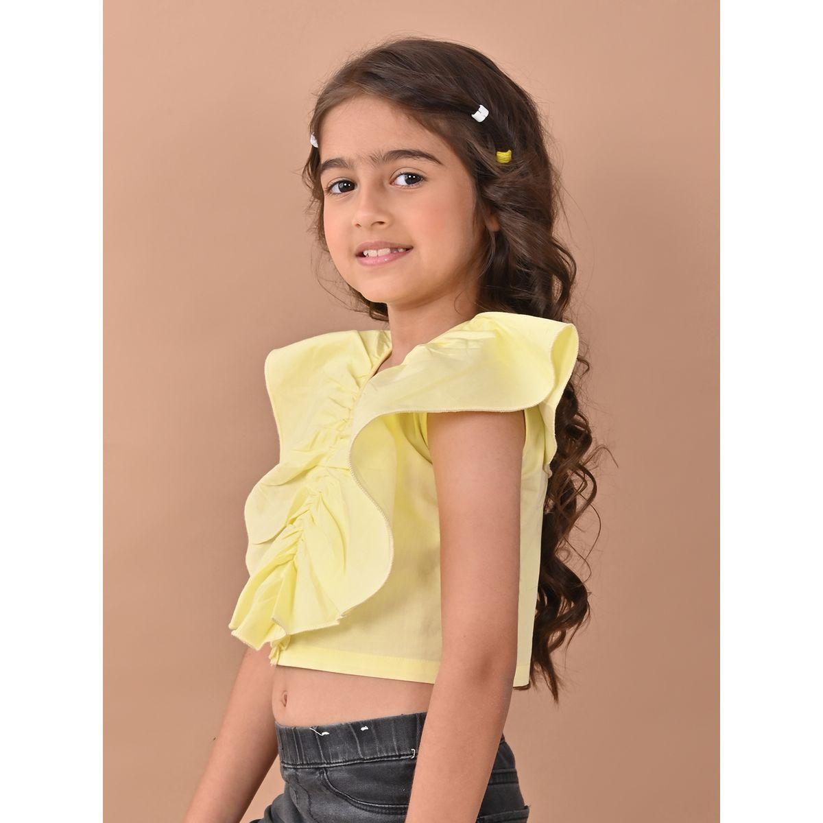 LilPicks X Styli  Ruffled V Neck Crop Top-girls-clothing-blousesandshirts-image-5
