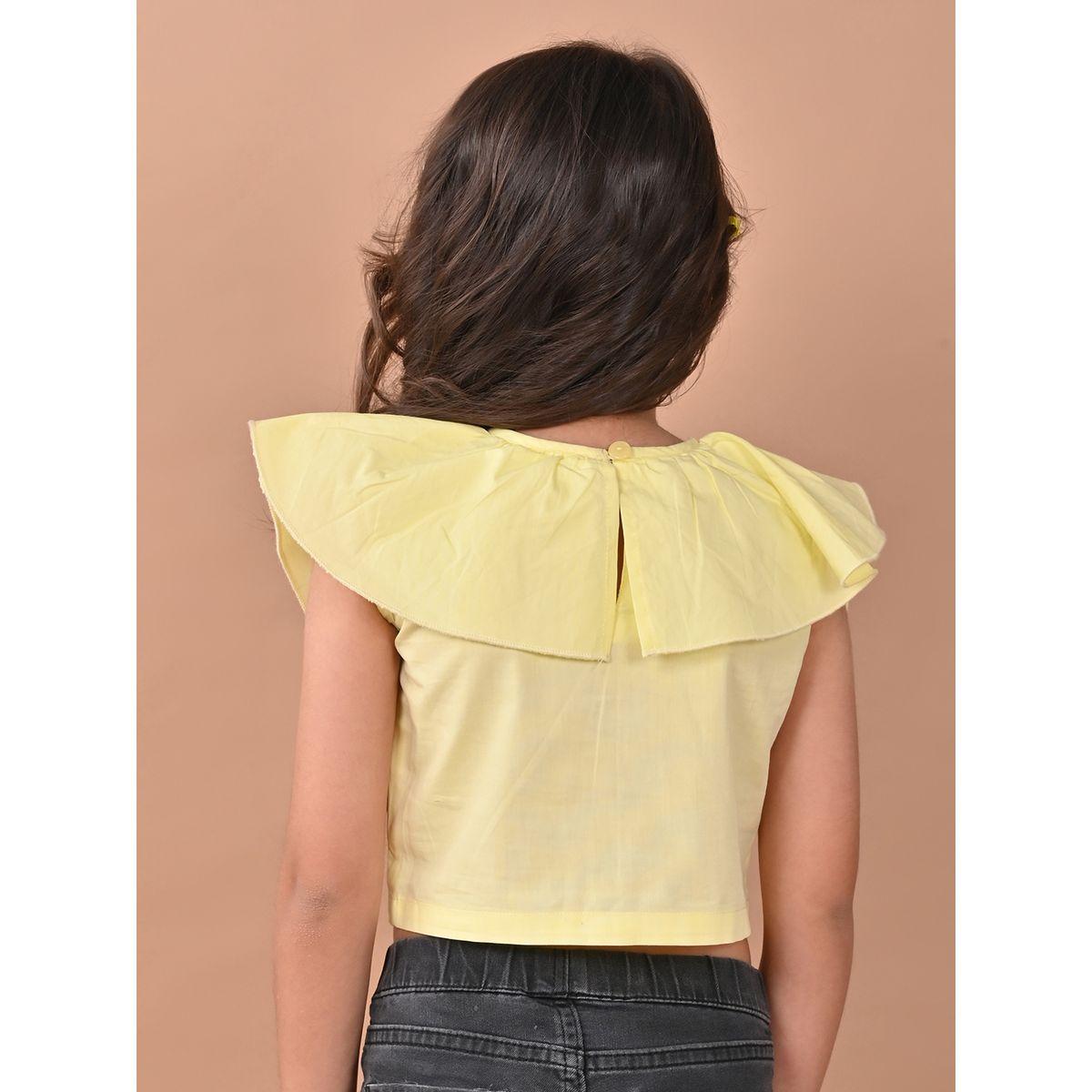 LilPicks X Styli  Ruffled V Neck Crop Top-girls-clothing-blousesandshirts-image-6