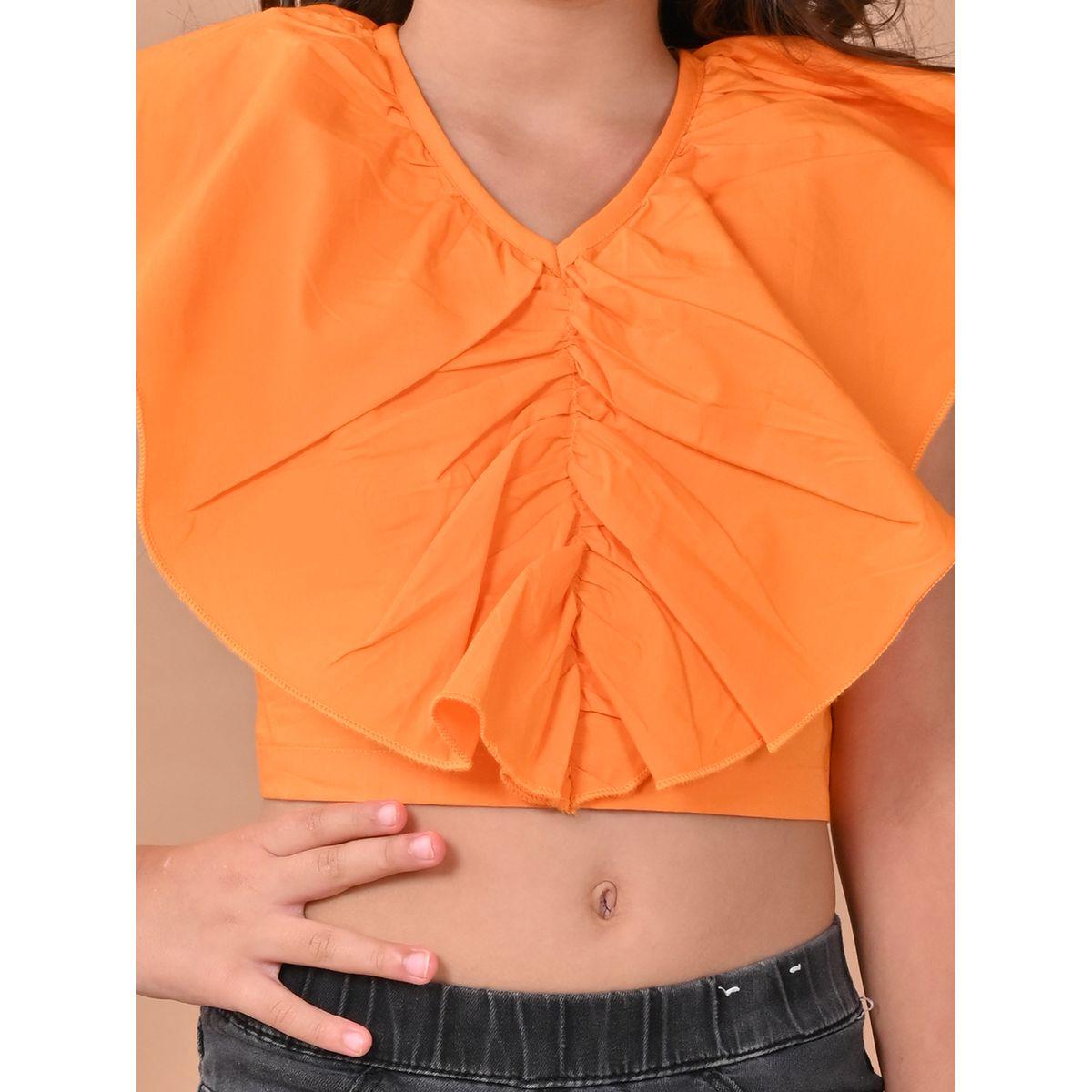 LilPicks X Styli  Ruffled V Neck Crop Top-girls-clothing-blousesandshirts-image-2