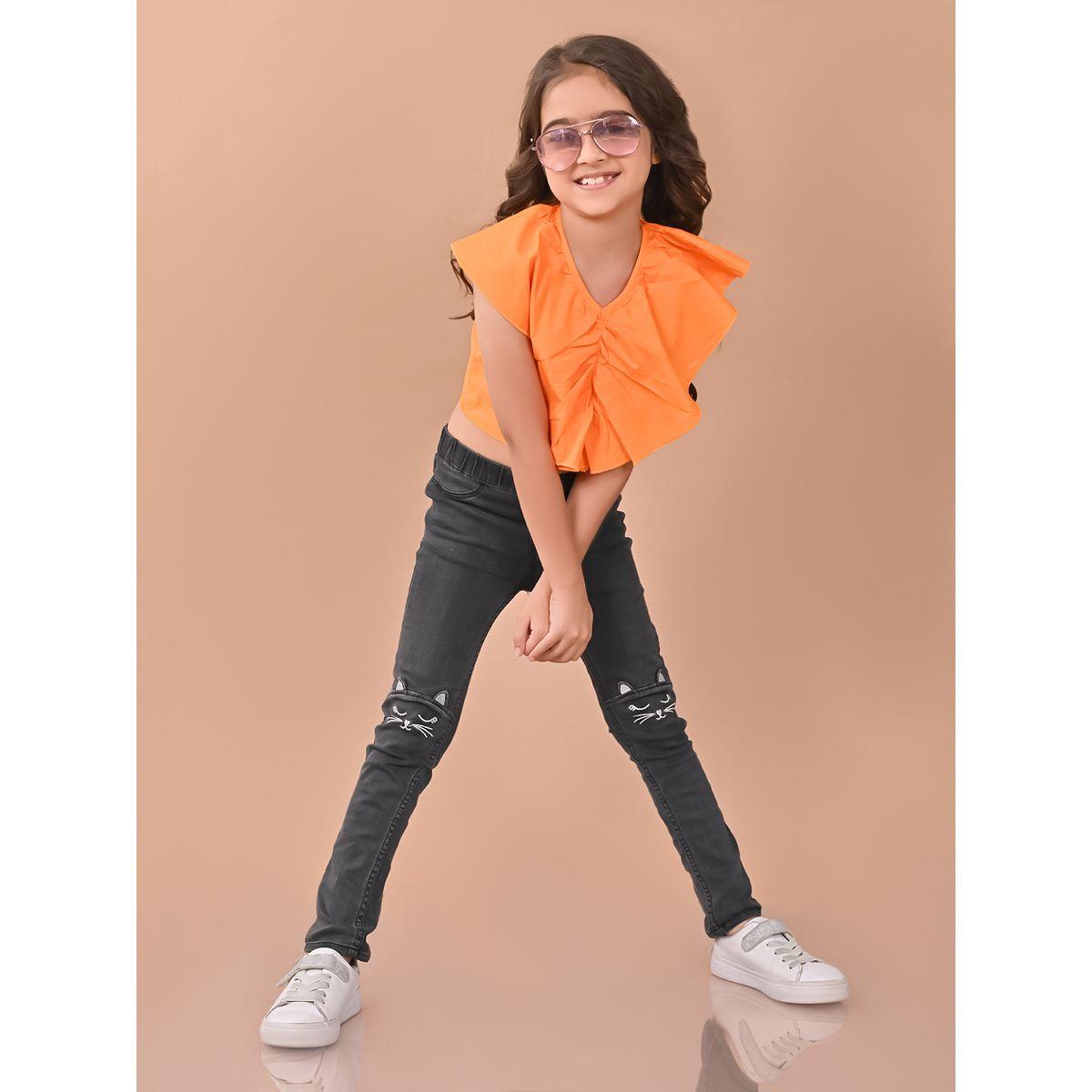 LilPicks X Styli  Ruffled V Neck Crop Top-girls-clothing-blousesandshirts-image-4