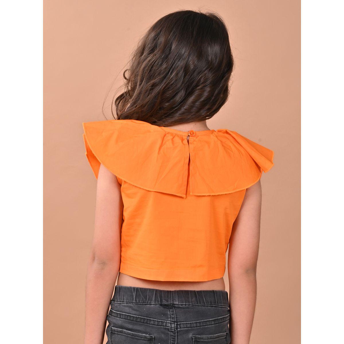 LilPicks X Styli  Ruffled V Neck Crop Top-girls-clothing-blousesandshirts-image-5