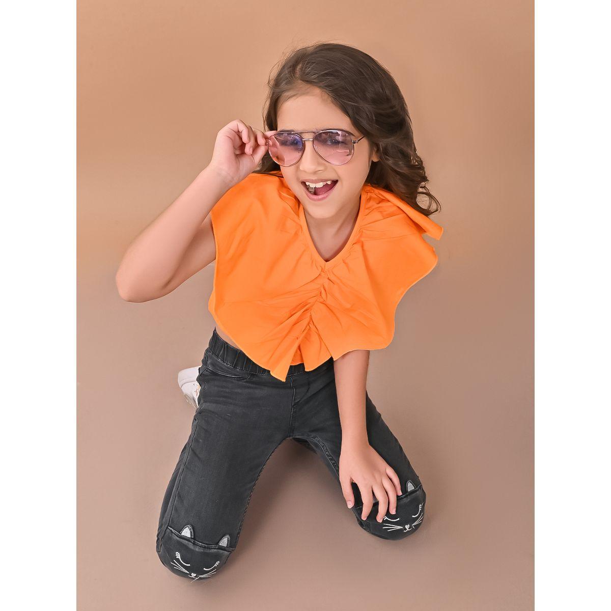 LilPicks X Styli  Ruffled V Neck Crop Top-girls-clothing-blousesandshirts-image-6