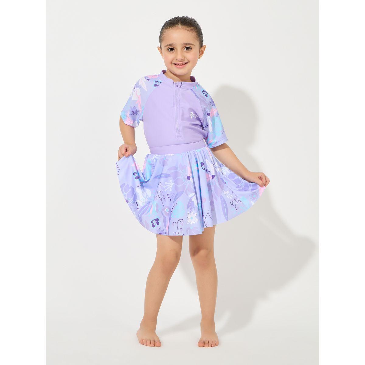 بدلة سباحة من تنورة مع بلوزة باكمام ريجلان-girls-clothing-swimwear-image-1