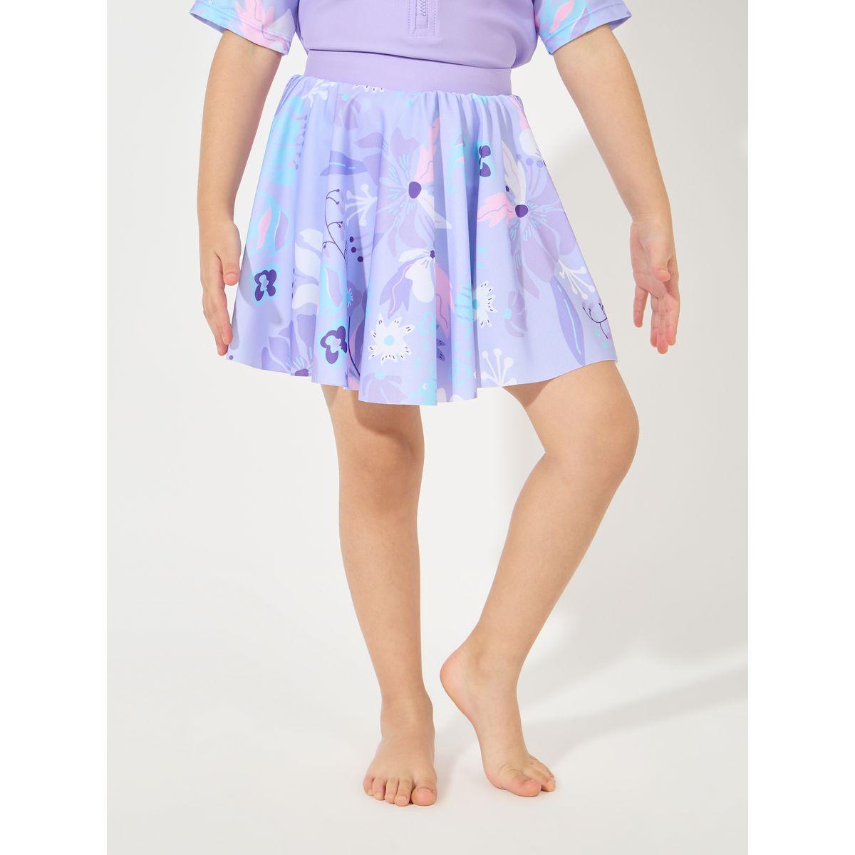 Styli Floral Raglan Sleeve Top & Quick-Drying 2in1 Skirt Swimwear Set-girls-clothing-swimwear-image-3