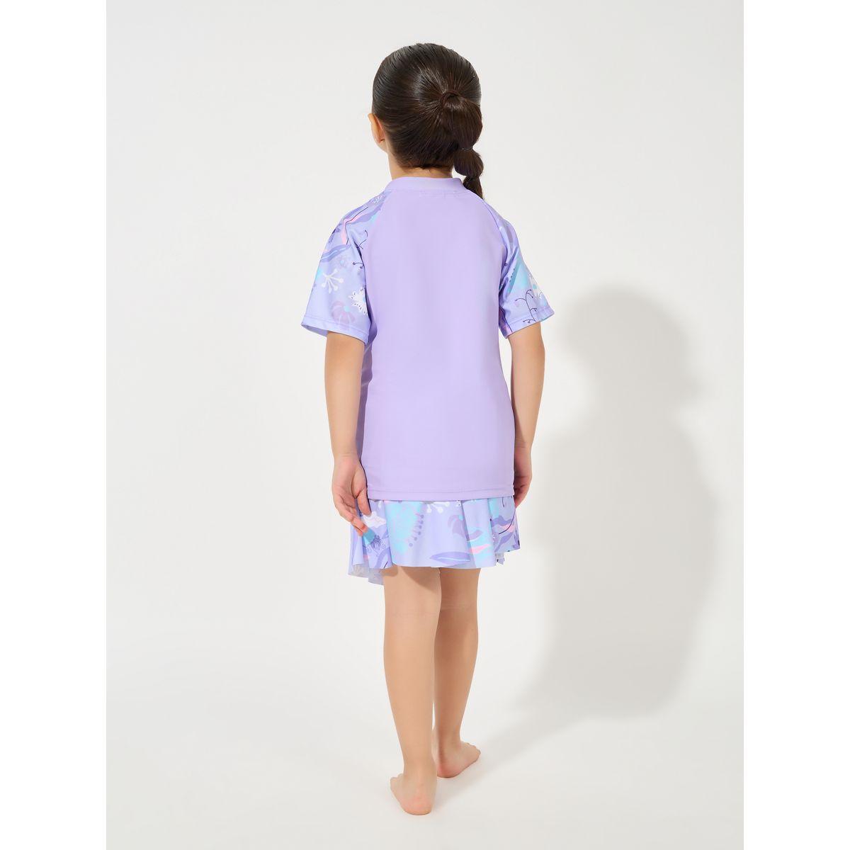 Styli Floral Raglan Sleeve Top & Quick-Drying 2in1 Skirt Swimwear Set-girls-clothing-swimwear-image-5