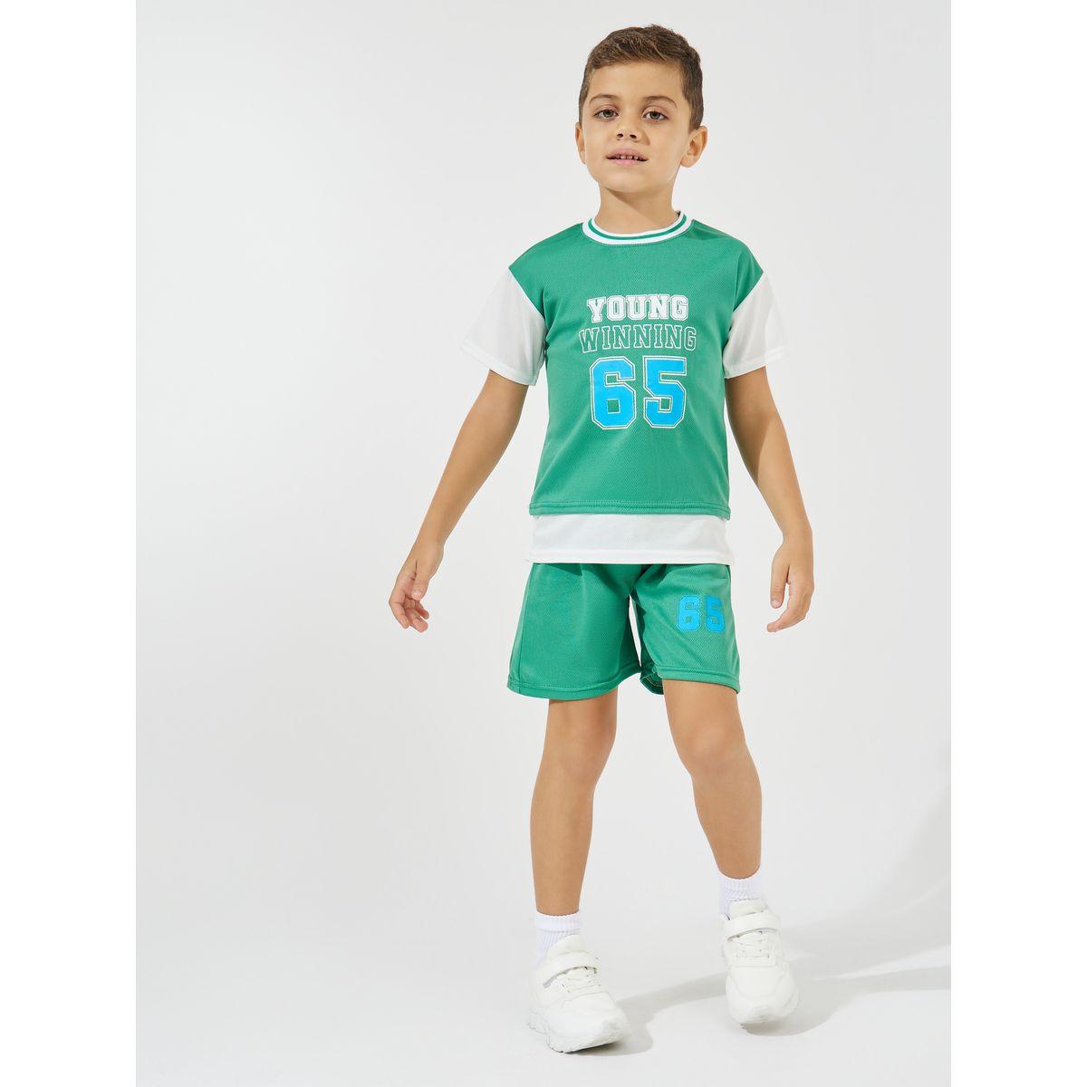 Styli Varsity Print T-Shirt & Shorts Sportswear Sets-sports-boys-clothing-sets-image-2