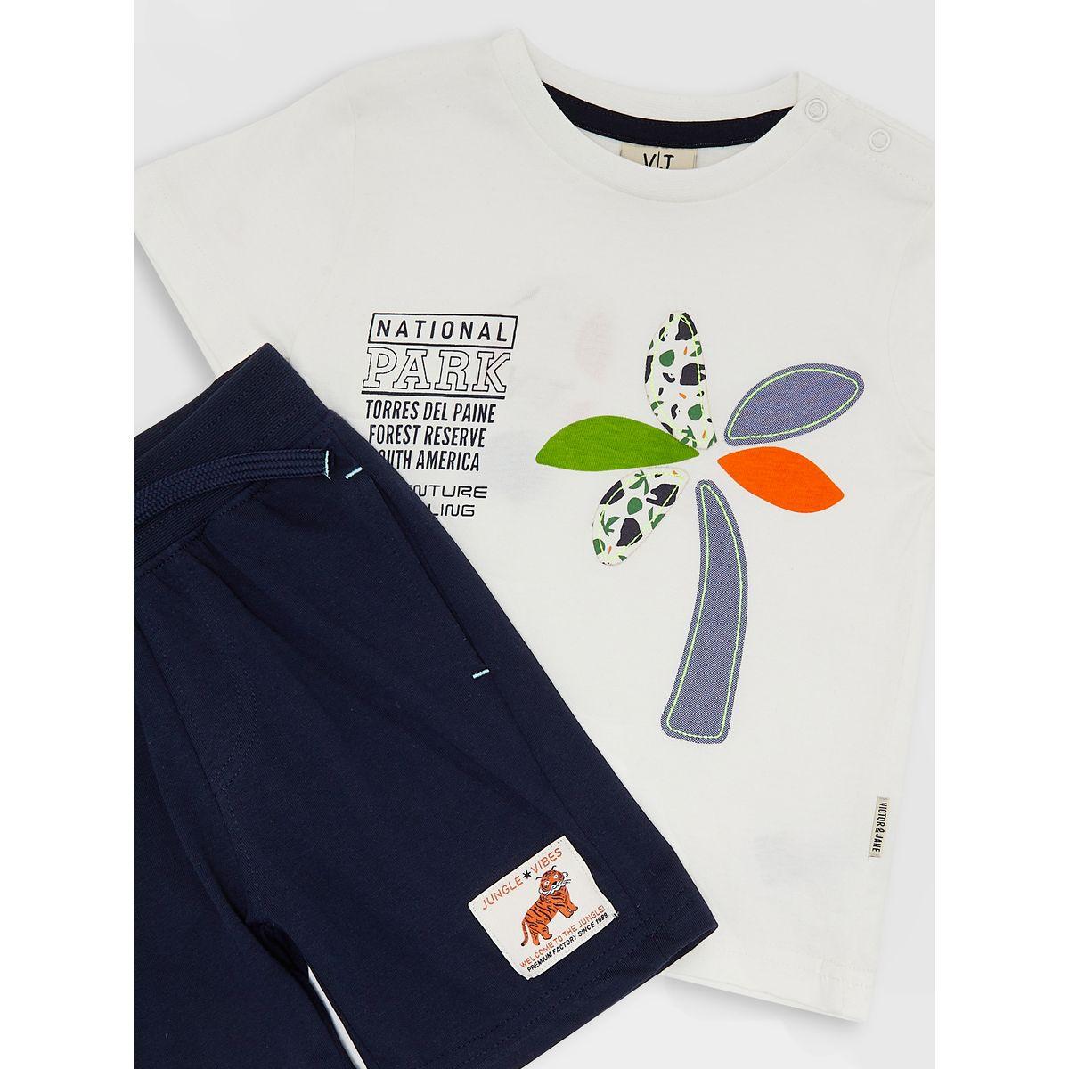 Victor and Jane X Styli  Patch Detail Printed T-Shirt & Shorts Set-boys-clothing-setsandcoords-image-5