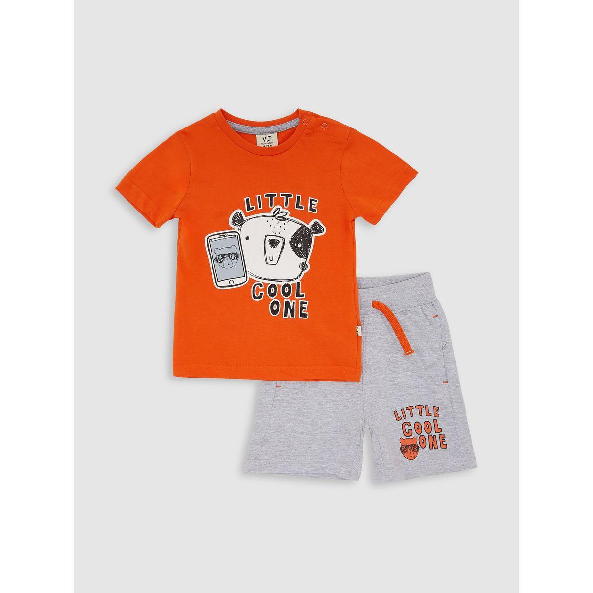 Victor and Jane X Styli  Little Cool One Graphic T-Shirt & Shorts Set-boys-clothing-setsandcoords-image-1