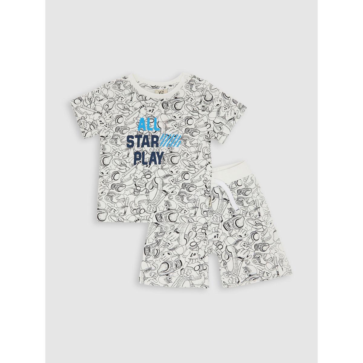 Victor and Jane X Styli  All Over Print T-Shirt & Shorts Set-boys-clothing-setsandcoords-image-1
