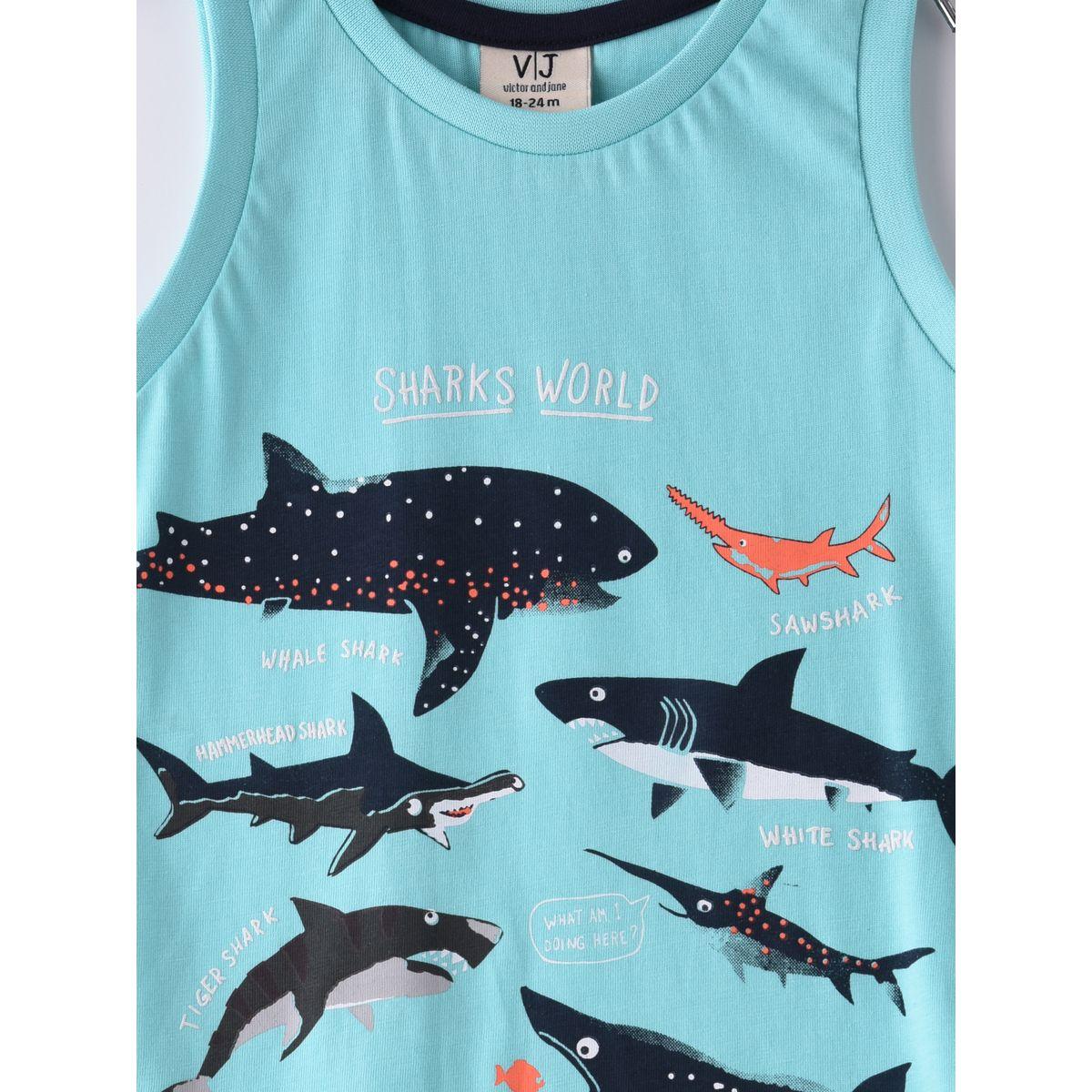 Victor and Jane X Styli  Sharks Graphic Sleeveless Tank & Shorts Set-boys-clothing-setsandcoords-image-2
