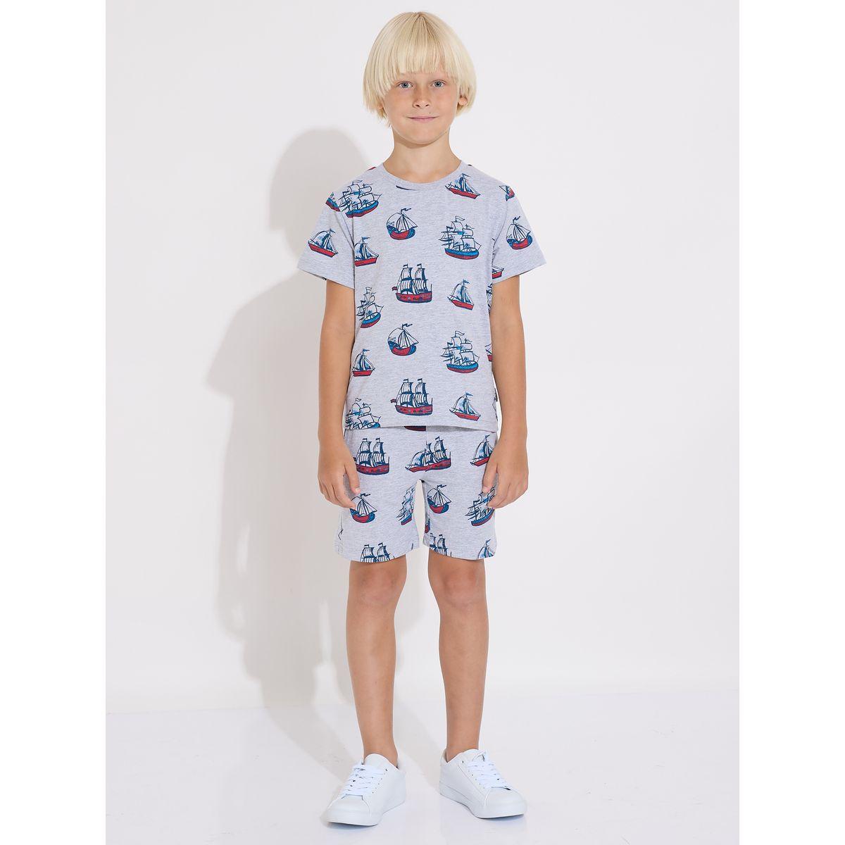 مجموعة من شورت وتيشيرت مطبع بالكامل فيكتور آند جين × ستايلي-boys-clothing-setsandcoords-image-1