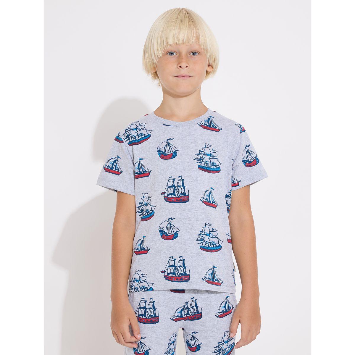 مجموعة من شورت وتيشيرت مطبع بالكامل فيكتور آند جين × ستايلي-boys-clothing-setsandcoords-image-3