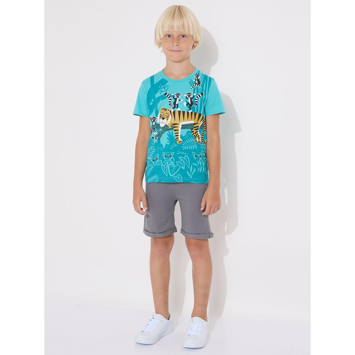 مجموعة من شورت وتيشيرت بطبعة جرافيك فيكتور آند جين × ستايلي-boys-clothing-setsandcoords-image-1